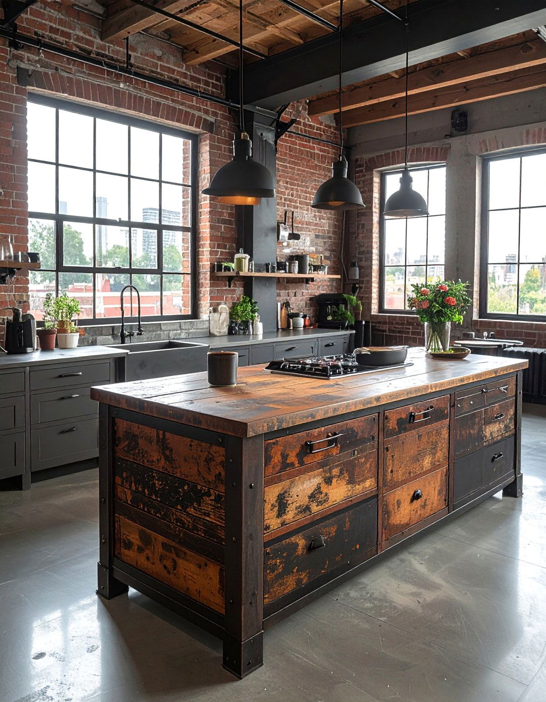Vintage Industrial Repurpose - 40 Kitchen Island Ideas for Spacious Kitchens