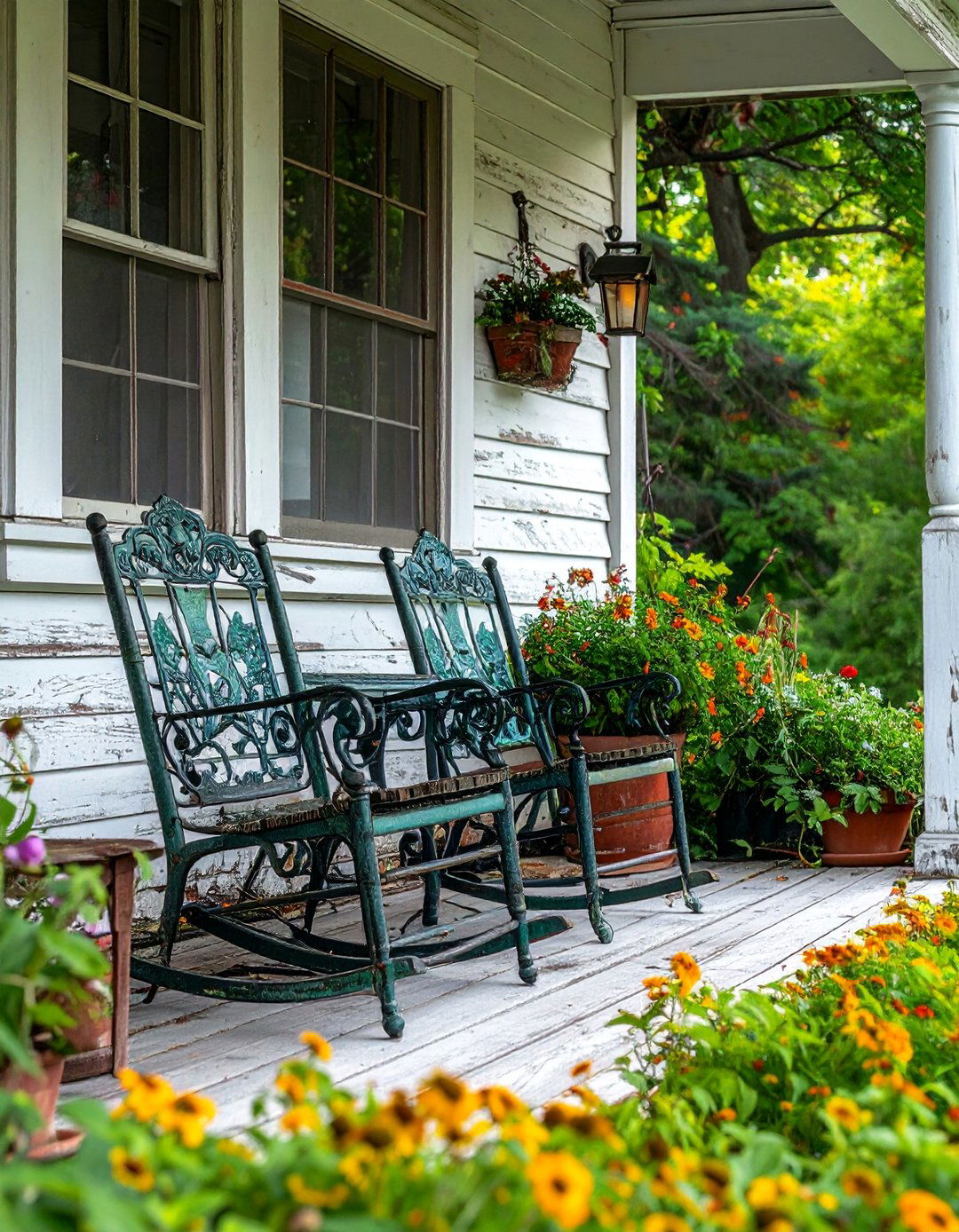 Vintage Metal Chair Collection - 30 Rustic Porch Ideas to Enhance Your Outdoor Space
