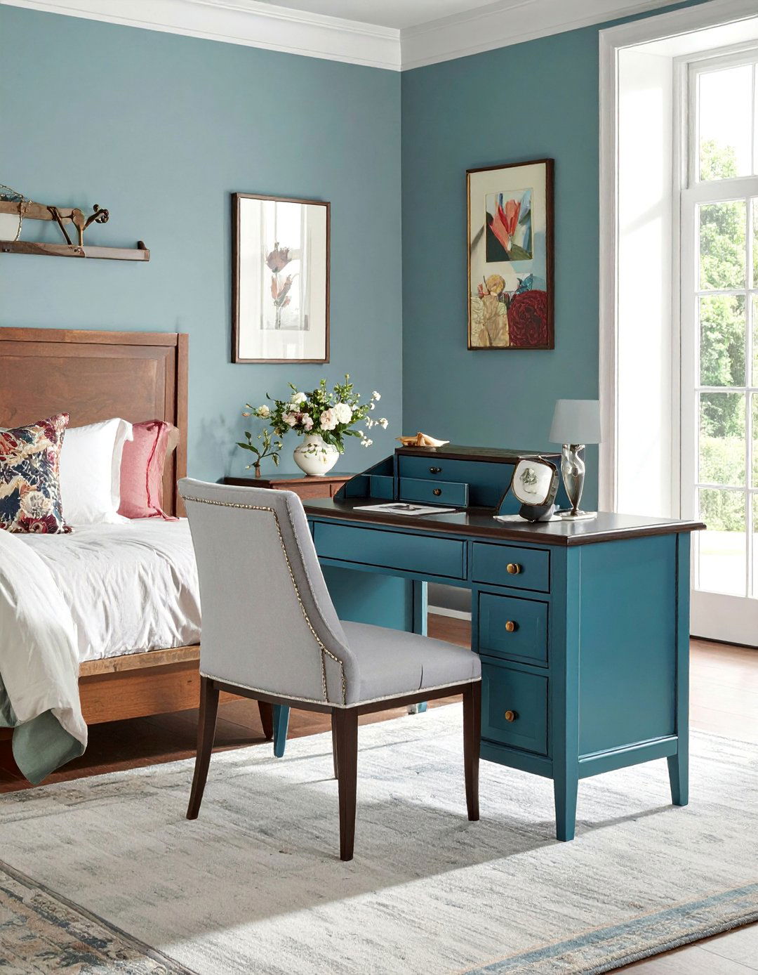 Vintage Secretary Desk Style - 40 Bedroom Office Ideas for a Productive Space