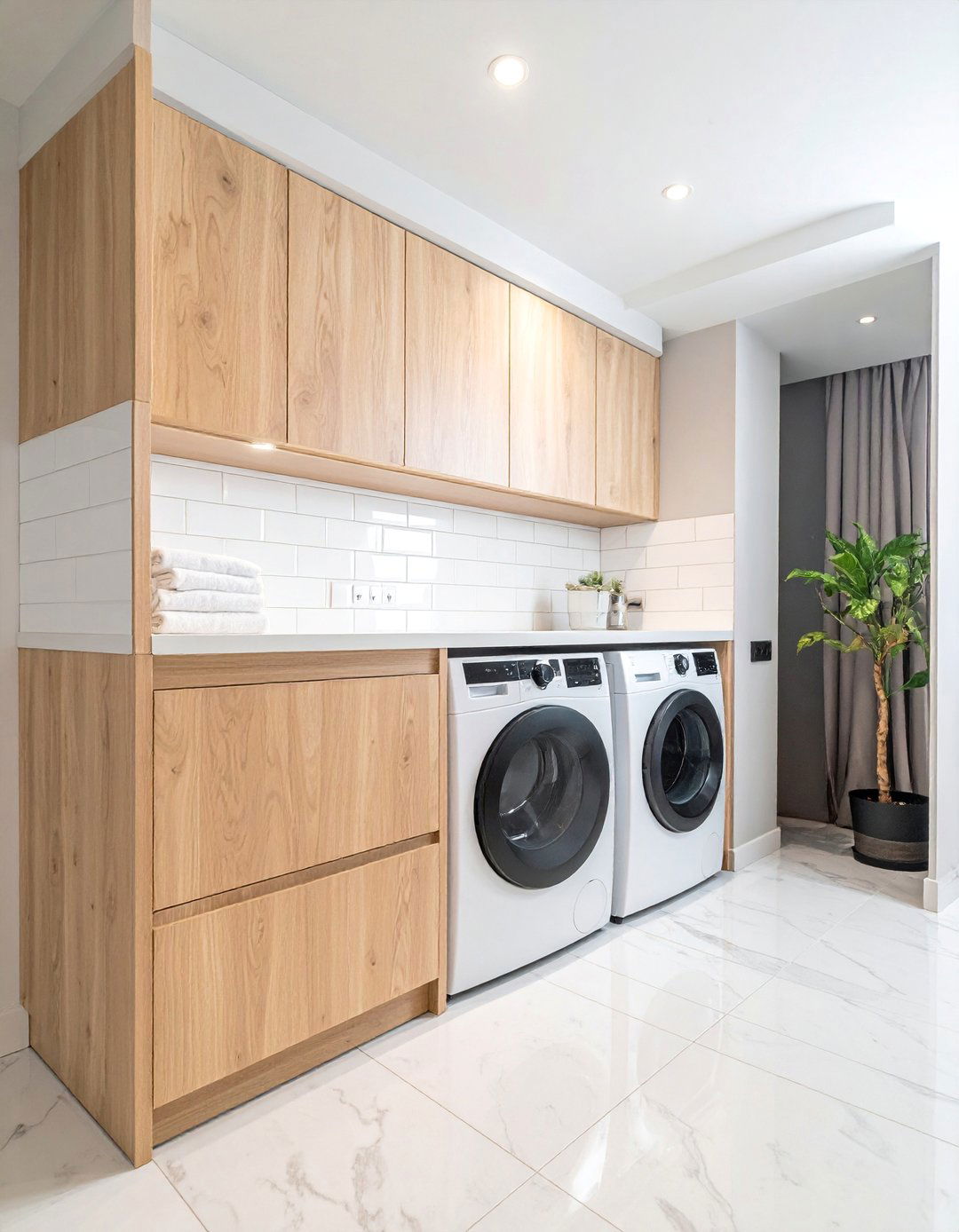 Wall Mounted Folding Station - 30 Luxury Modern Laundry Room Ideas for Stylish Homes