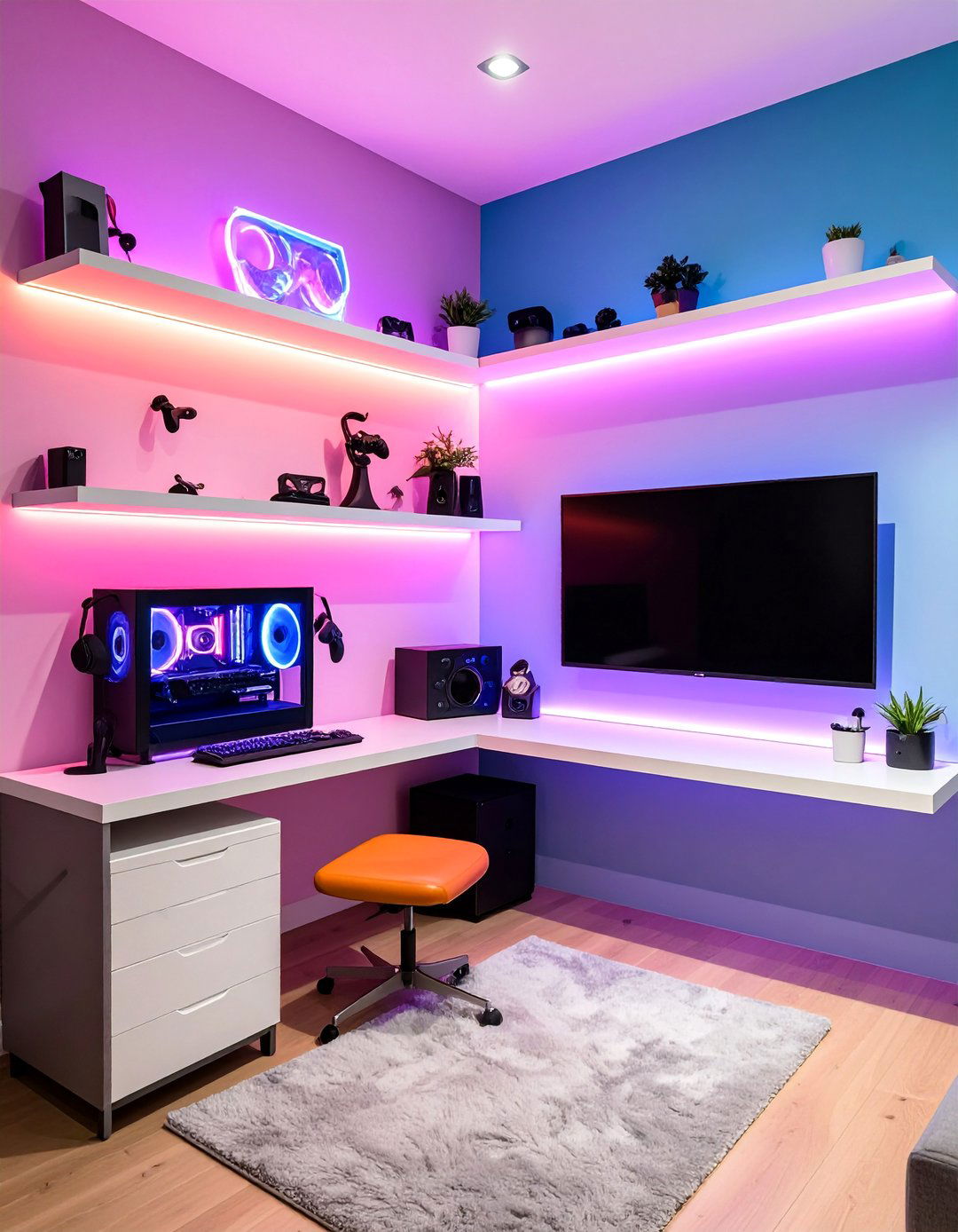 Wall Mounted Storage Gaming Zone - 25 Small Game Room Ideas for Fun and Functionality