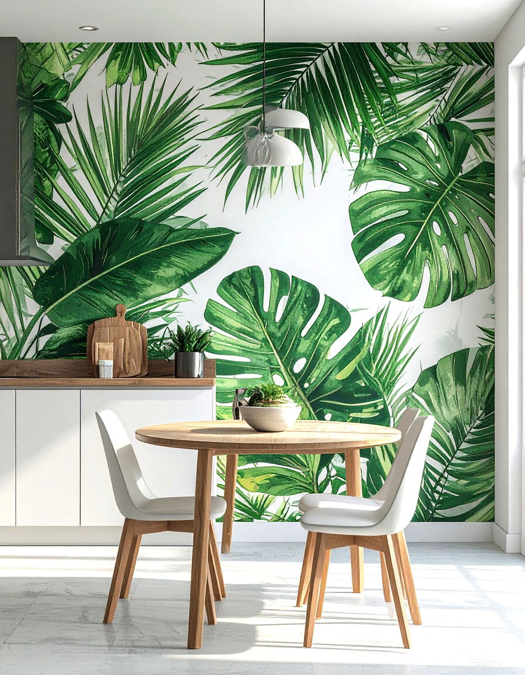 Wallpaper on an Accent Wall or Ceiling - 40 Kitchen Decor Ideas to Refresh Your Cooking Space