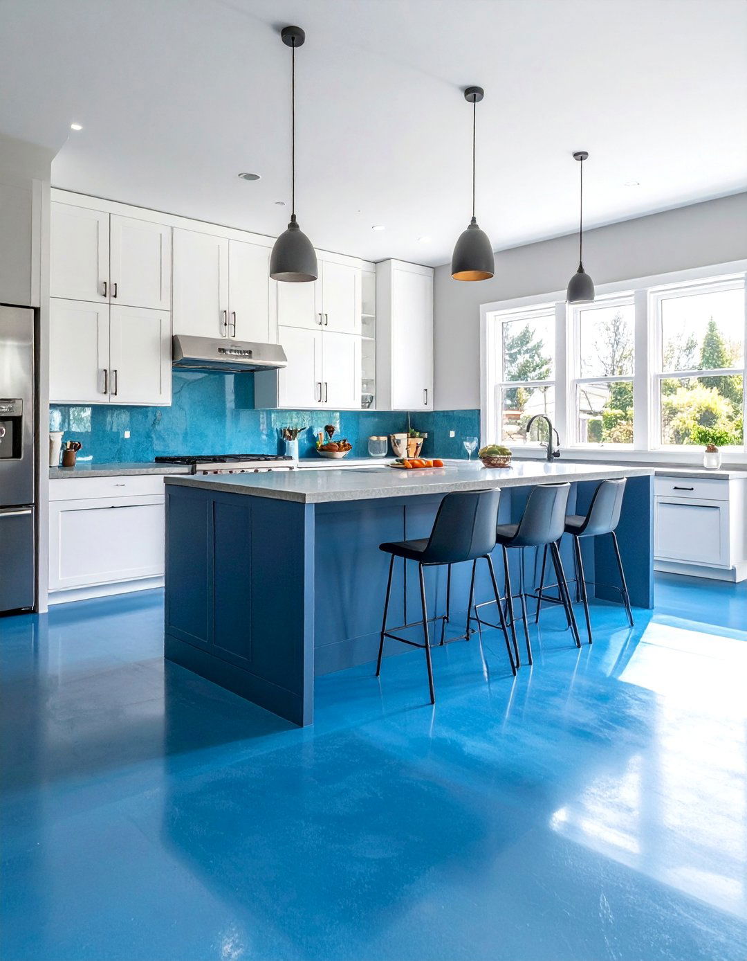 Water Based Stained Concrete Floors for Bold Colors - 25 Stained Concrete Floors for Modern Interiors