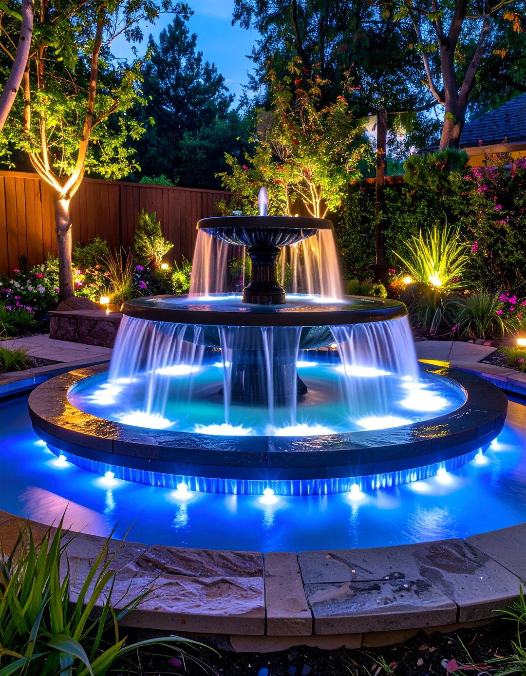Water Feature Illumination - 40 Garden Lighting Ideas to Illuminate Your Outdoor Space