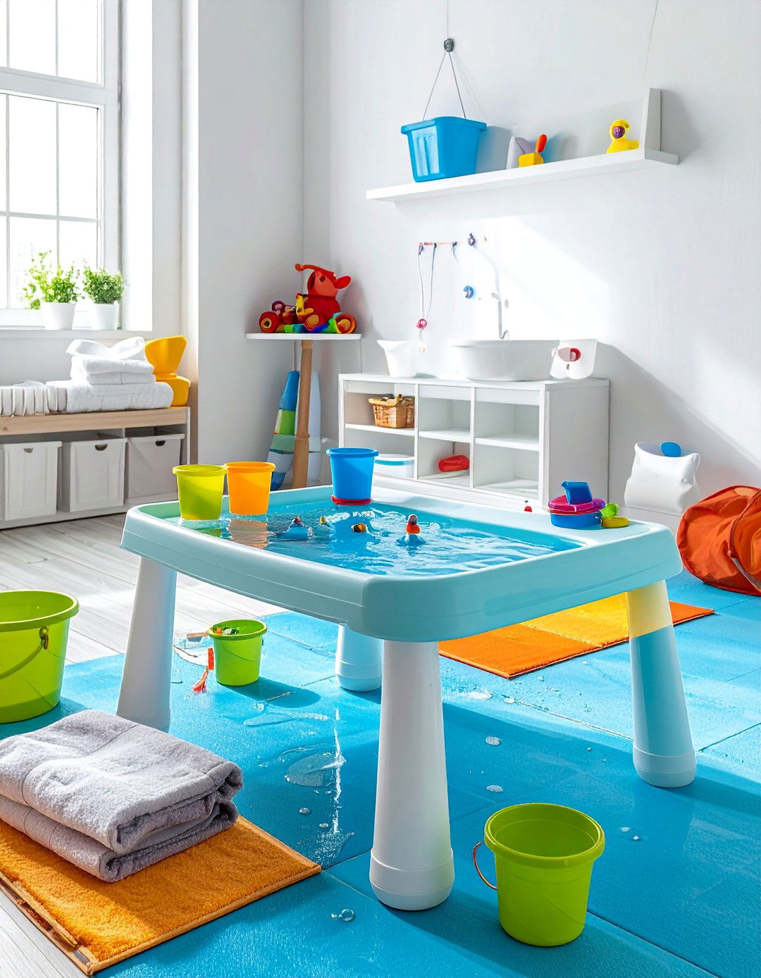 Water Play Station - 40 Fun and Functional Playroom Ideas for Kids
