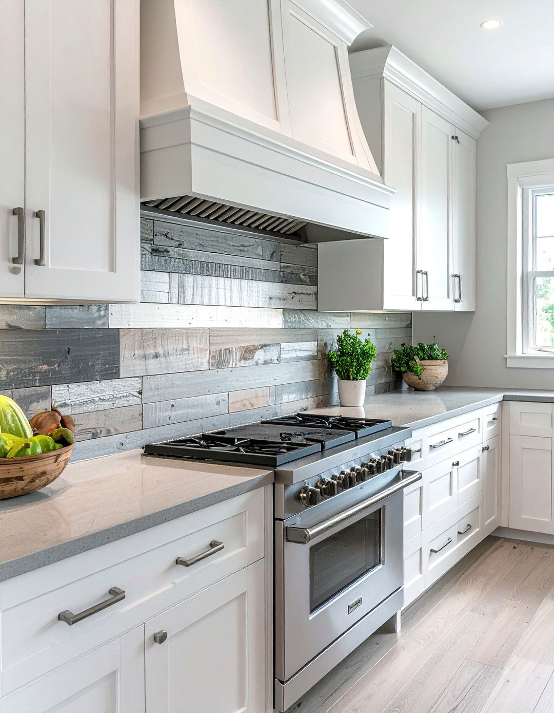 Weathered Gray Shiplap Backsplash - 30 Shiplap Backsplash Ideas for Your Kitchen Makeover
