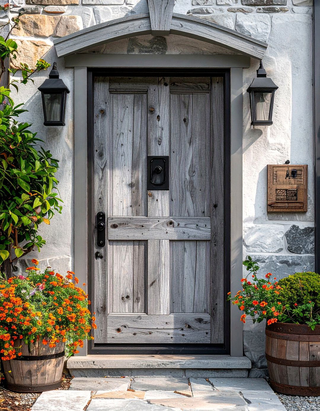 Weathered Grey Wood Front Door - 25 Grey Front Door Ideas for a Stylish Entrance