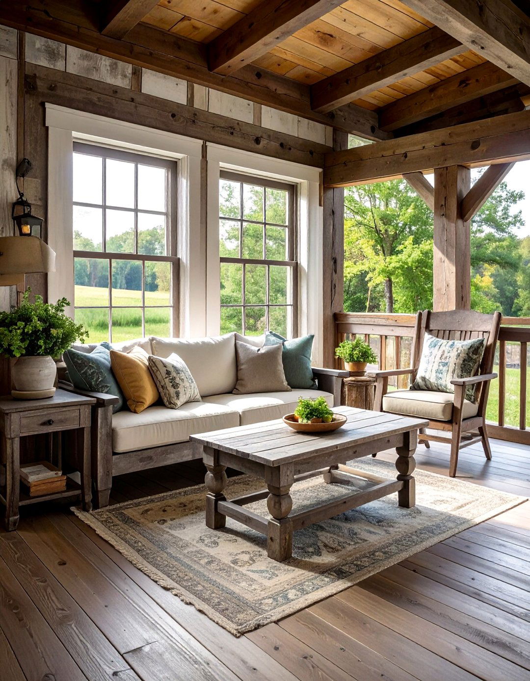 Weathered Wood Furniture Collection - 30 Rustic Porch Ideas to Enhance Your Outdoor Space
