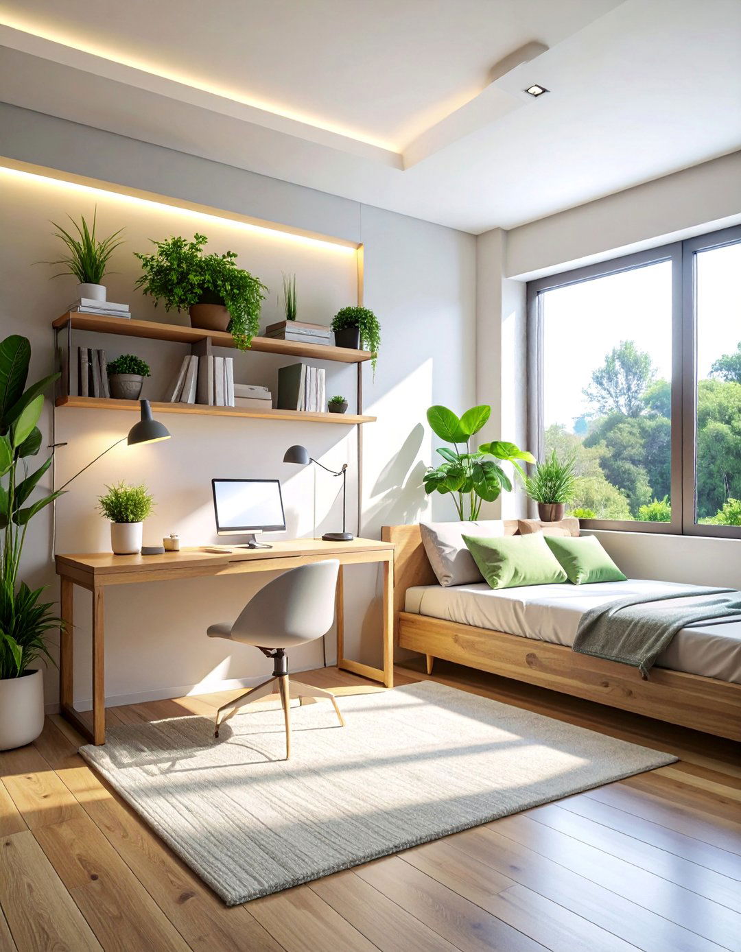 Wellness Focused Healthy Workspace - 40 Bedroom Office Ideas for a Productive Space