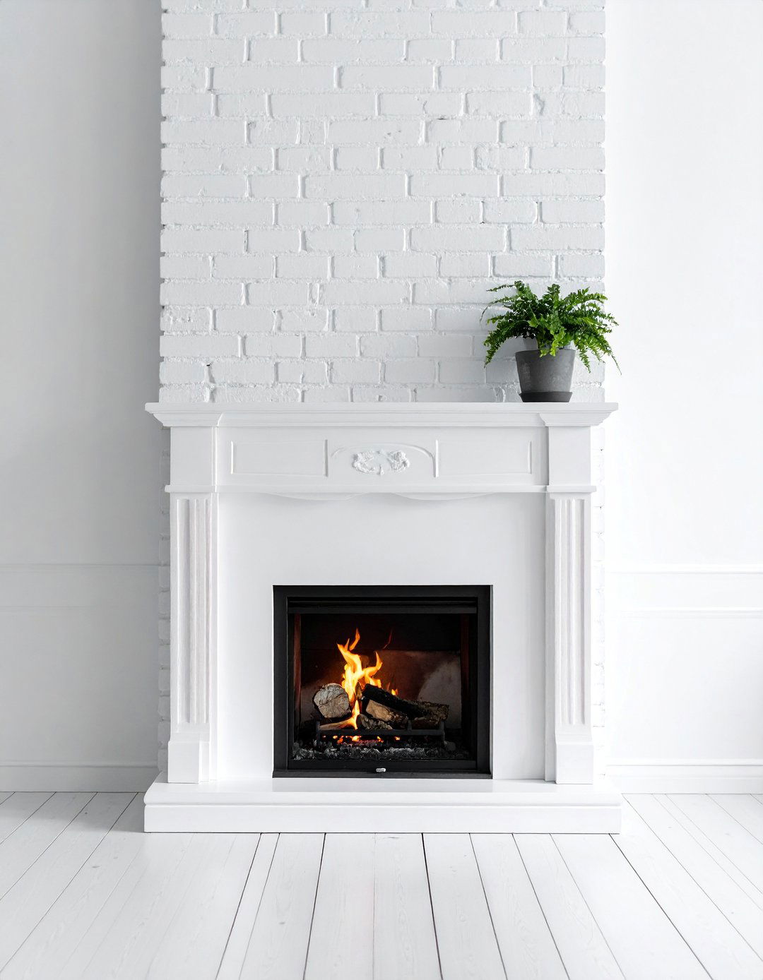White Brick Scandinavian Fireplace Walls - 20 Scandinavian Fireplace Ideas for Cozy Warmth