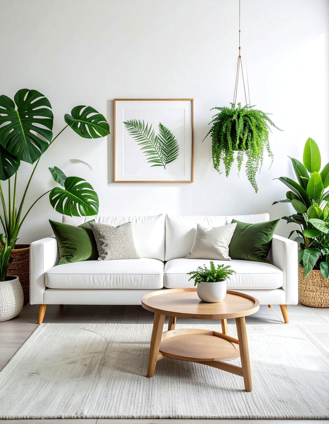 White Couch Living Room with Biophilic Design Elements - 30 White Couch Living Room Ideas for a Bright Space