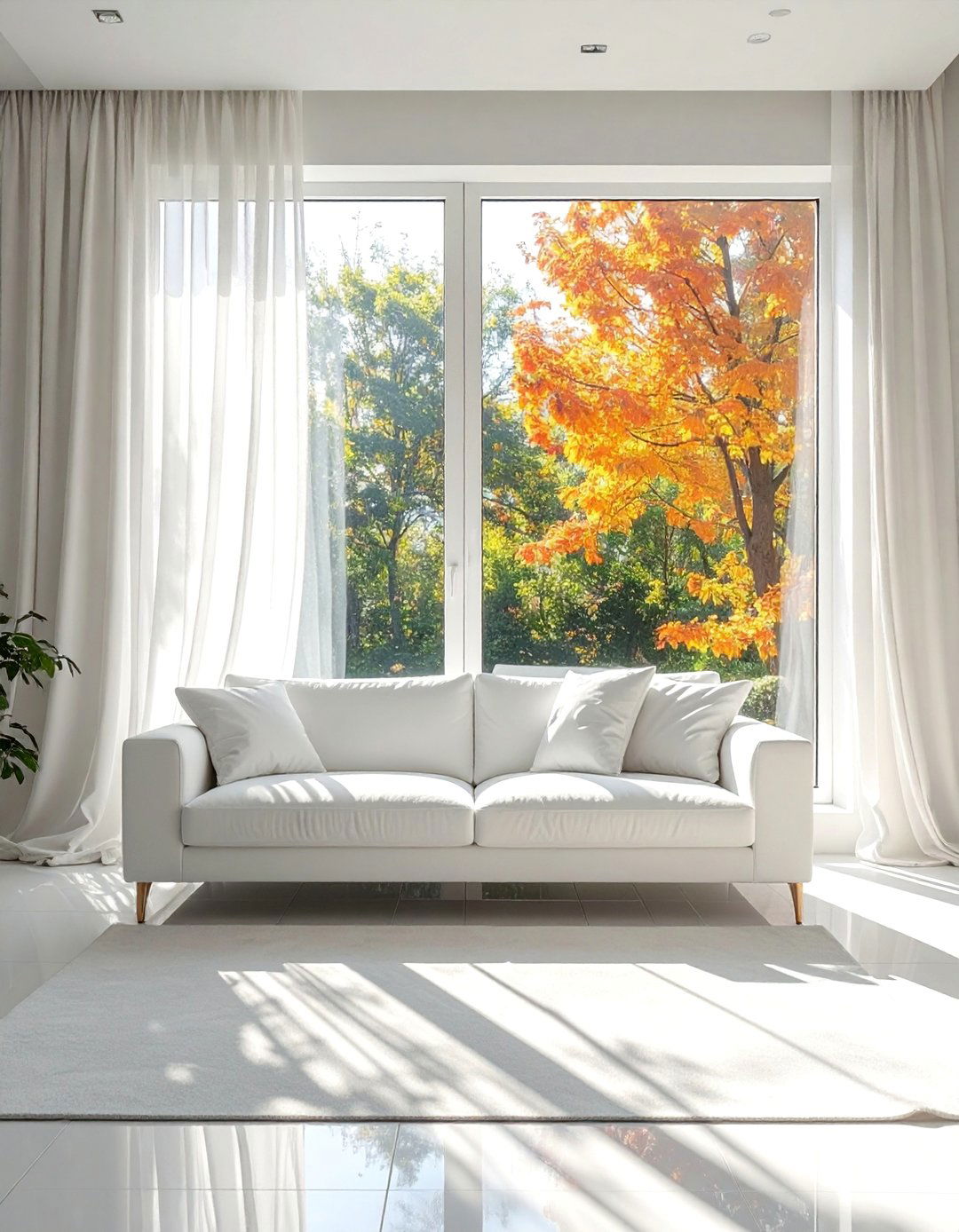 White Couch Living Room with Natural Light and Sheer Curtains - 30 White Couch Living Room Ideas for a Bright Space