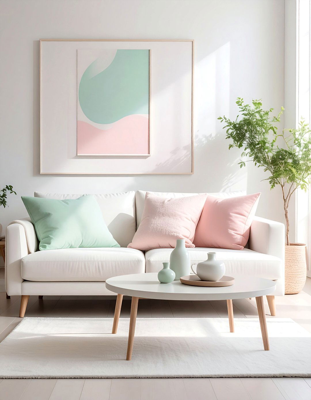 White Couch Living Room with Pastel Accents - 30 White Couch Living Room Ideas for a Bright Space