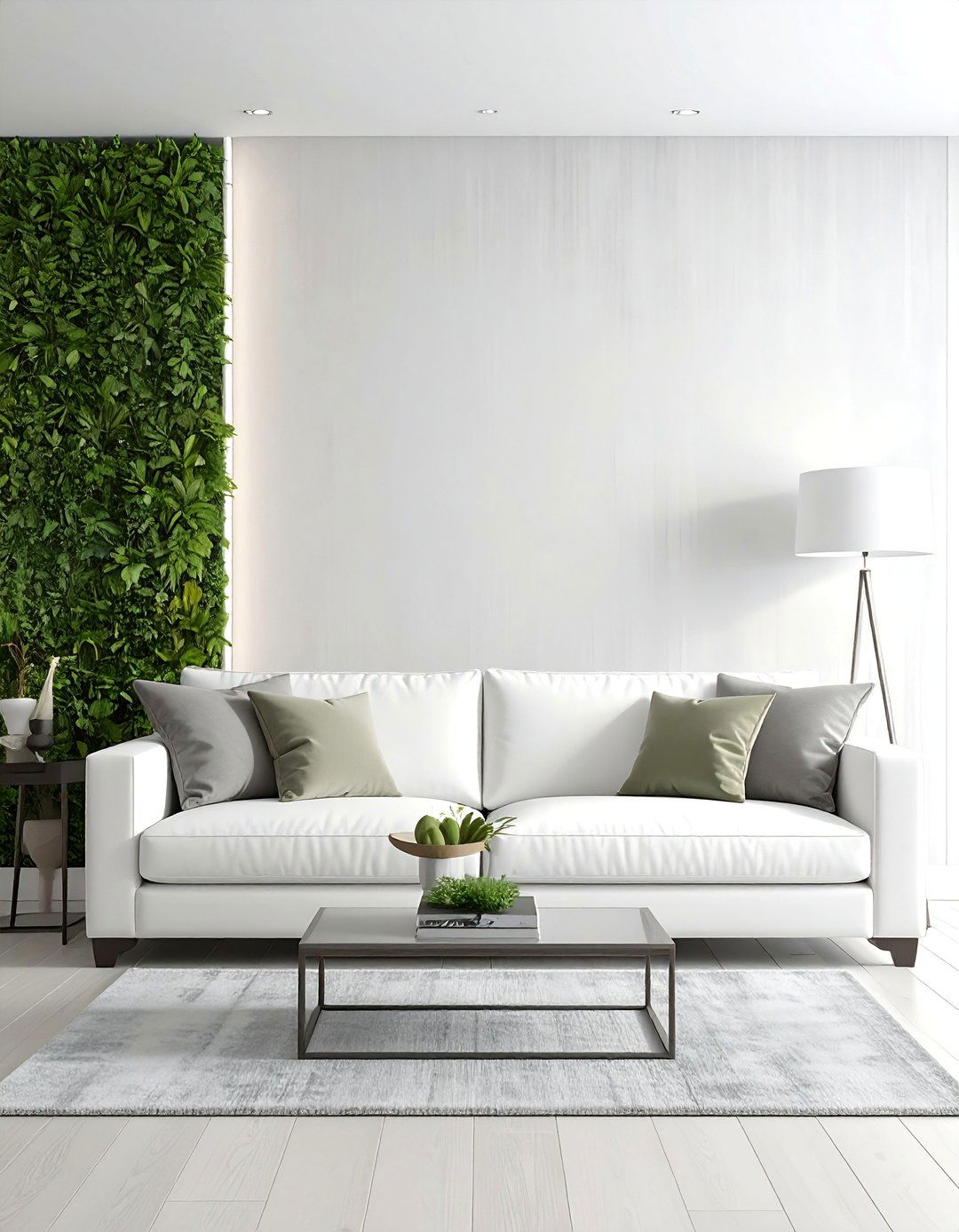 White Couch Living Room with Textured Wallpaper - 30 White Couch Living Room Ideas for a Bright Space