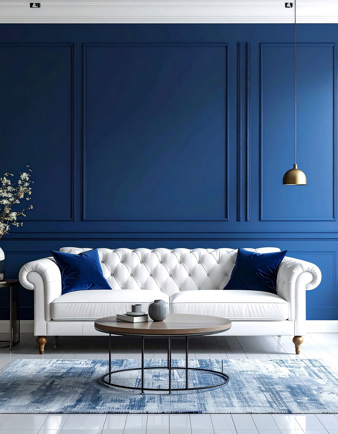 White Couch Living Room with a Bold Accent Wall - 30 White Couch Living Room Ideas for a Bright Space