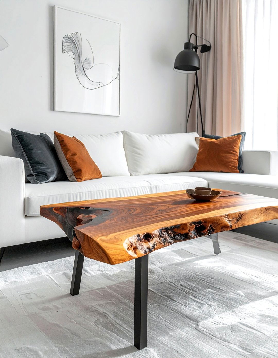 White Couch Living Room with a Statement Coffee Table - 30 White Couch Living Room Ideas for a Bright Space