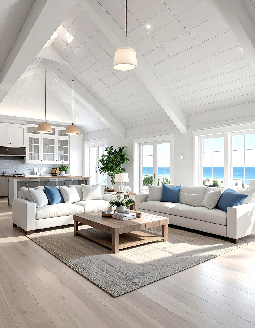 White Shiplap on a Vaulted Ceiling Living Room - 20 Open Concept Vaulted Ceiling Living Room Ideas
