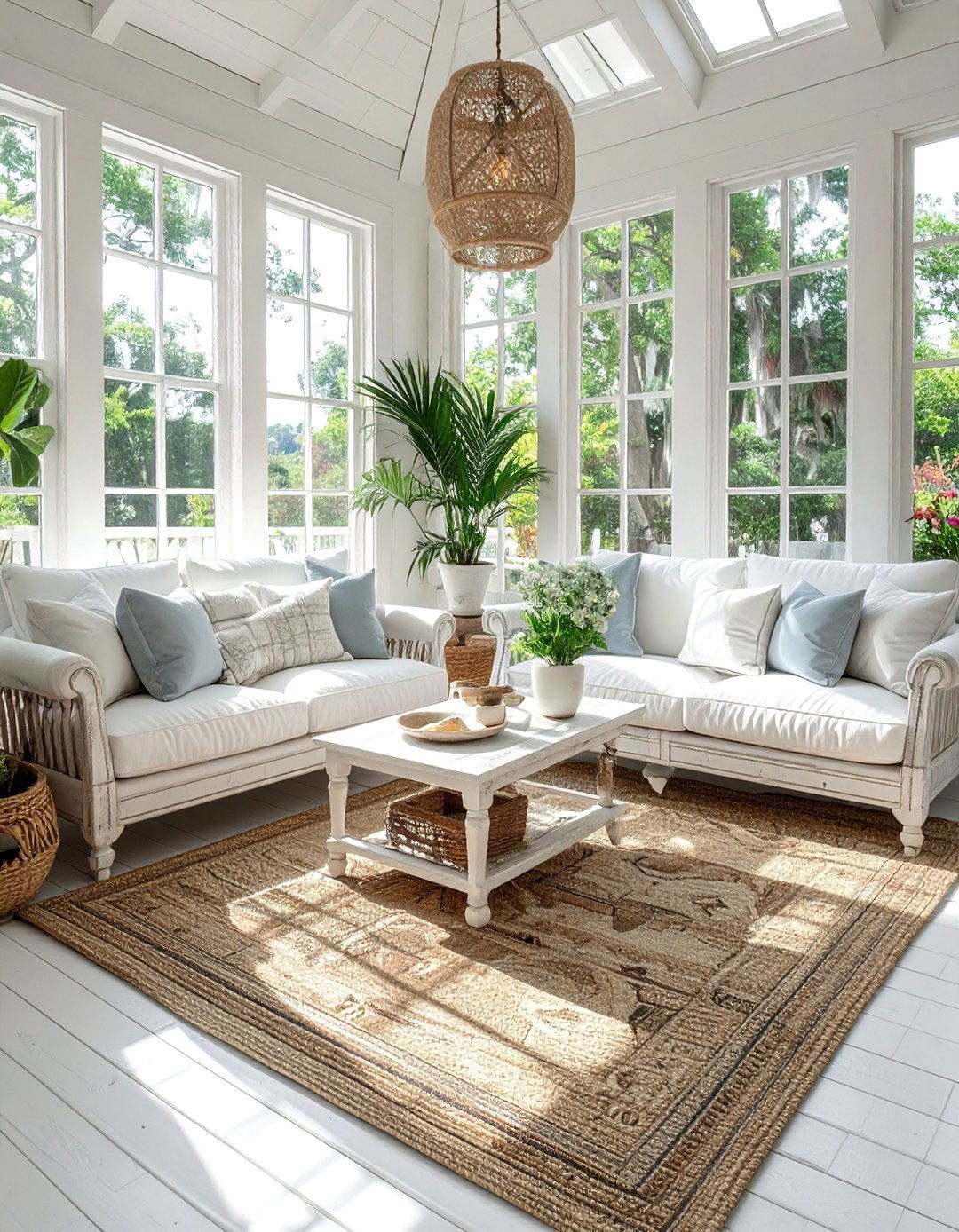 Whitewashed Brick Floor Sunroom - 20 Brick Floor Sunroom Ideas for a Rustic Charm