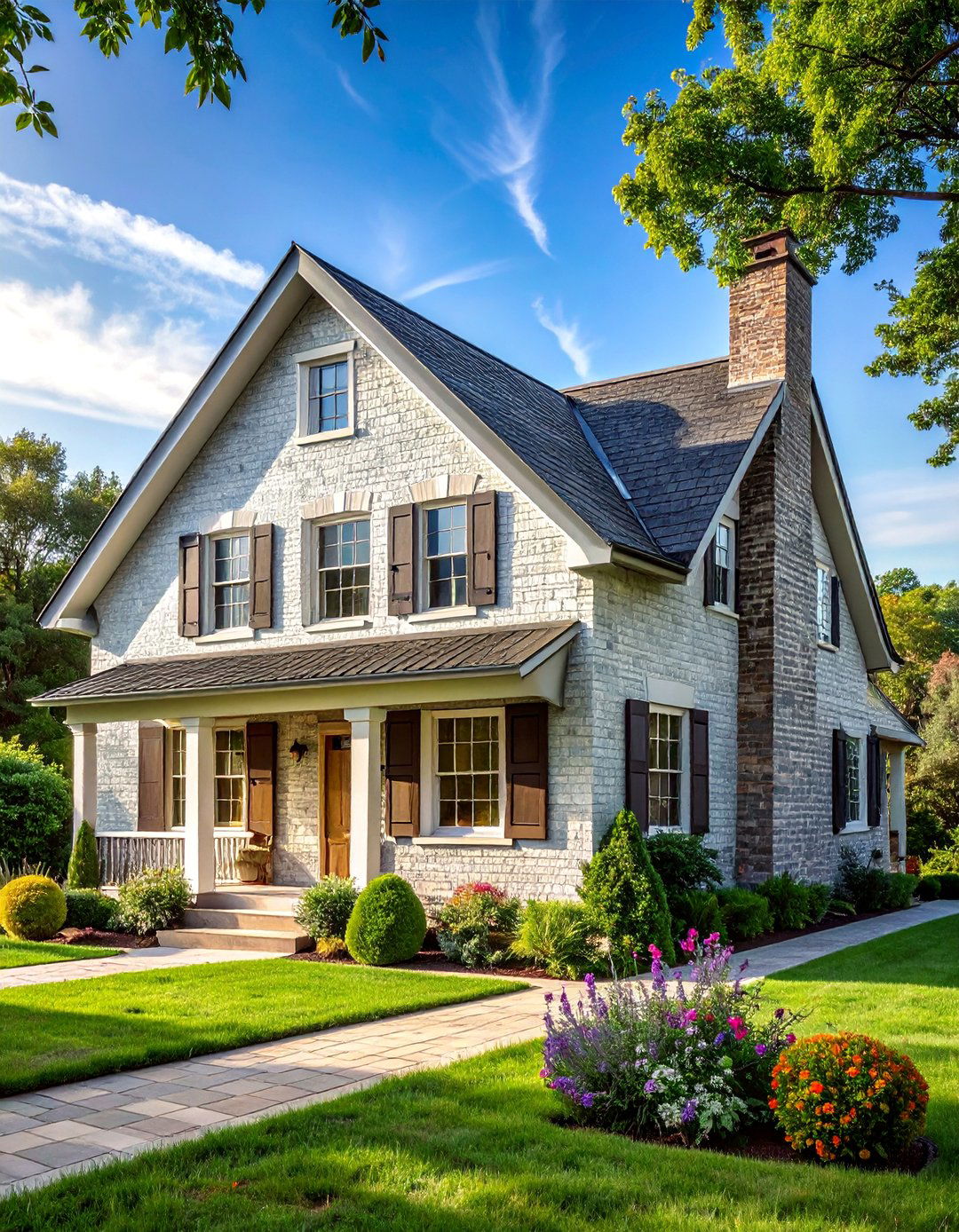 Whitewashed Gray Brick Exterior - 30 Gray Brick Exterior Home Ideas for Modern Elegance