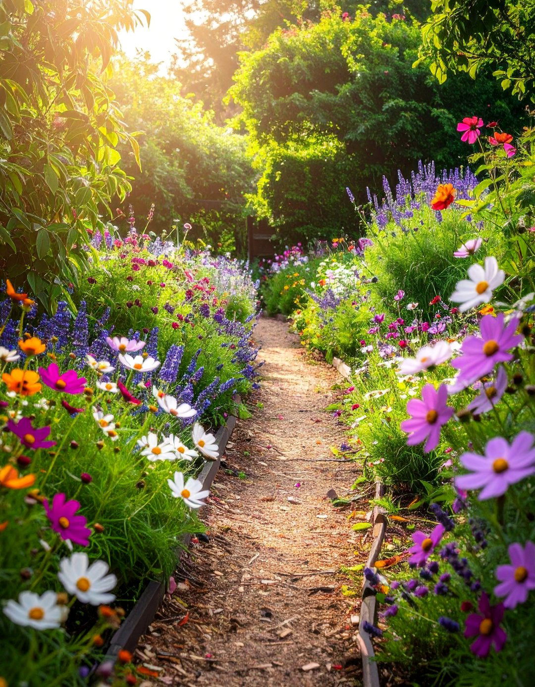 Wildflower Bordered Garden Path - 30 Garden Path Ideas to Enhance Your Outdoor Space