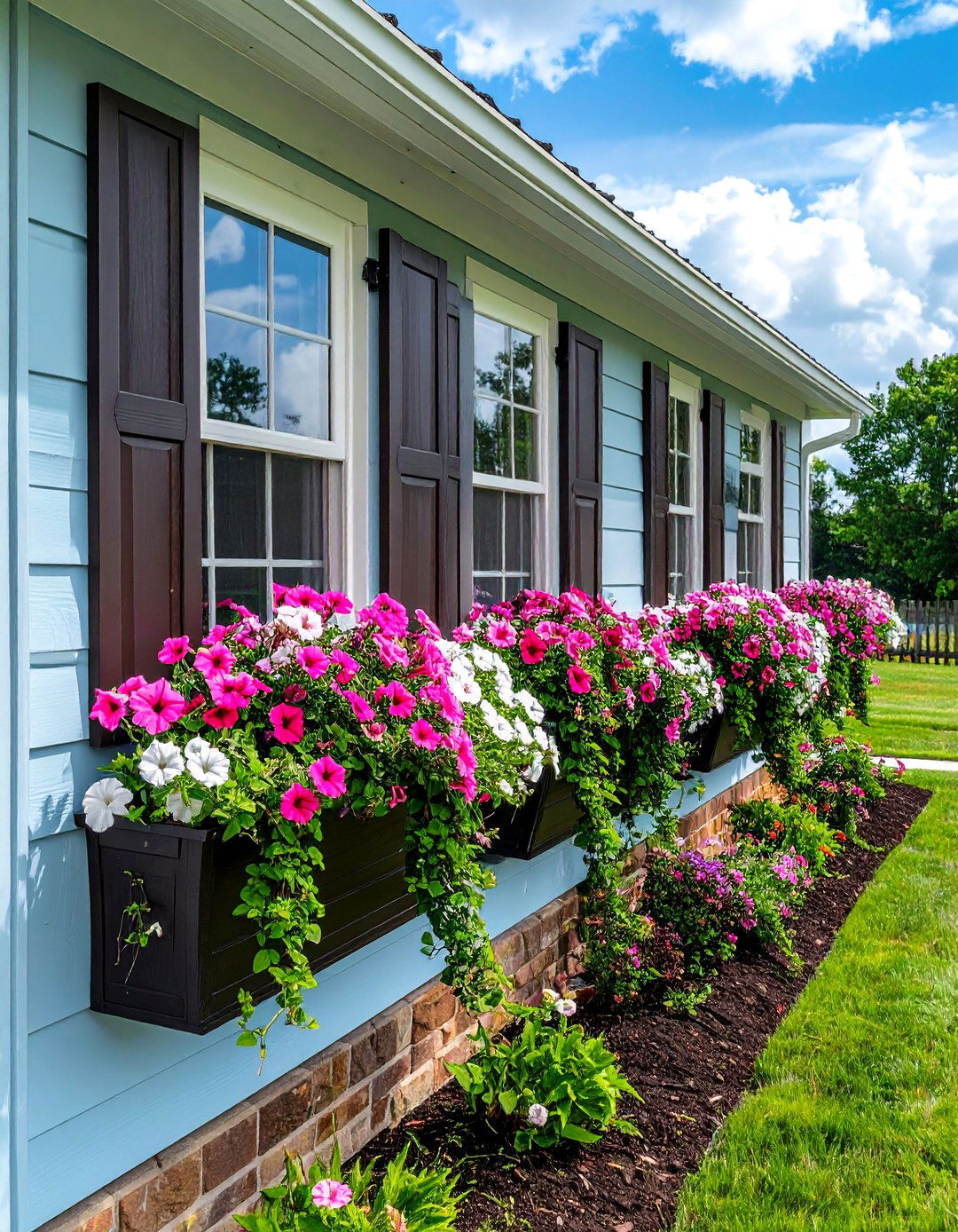 Window Boxes to Complement a Ranch House - 30 Ranch House Landscaping Ideas for Curb Appeal