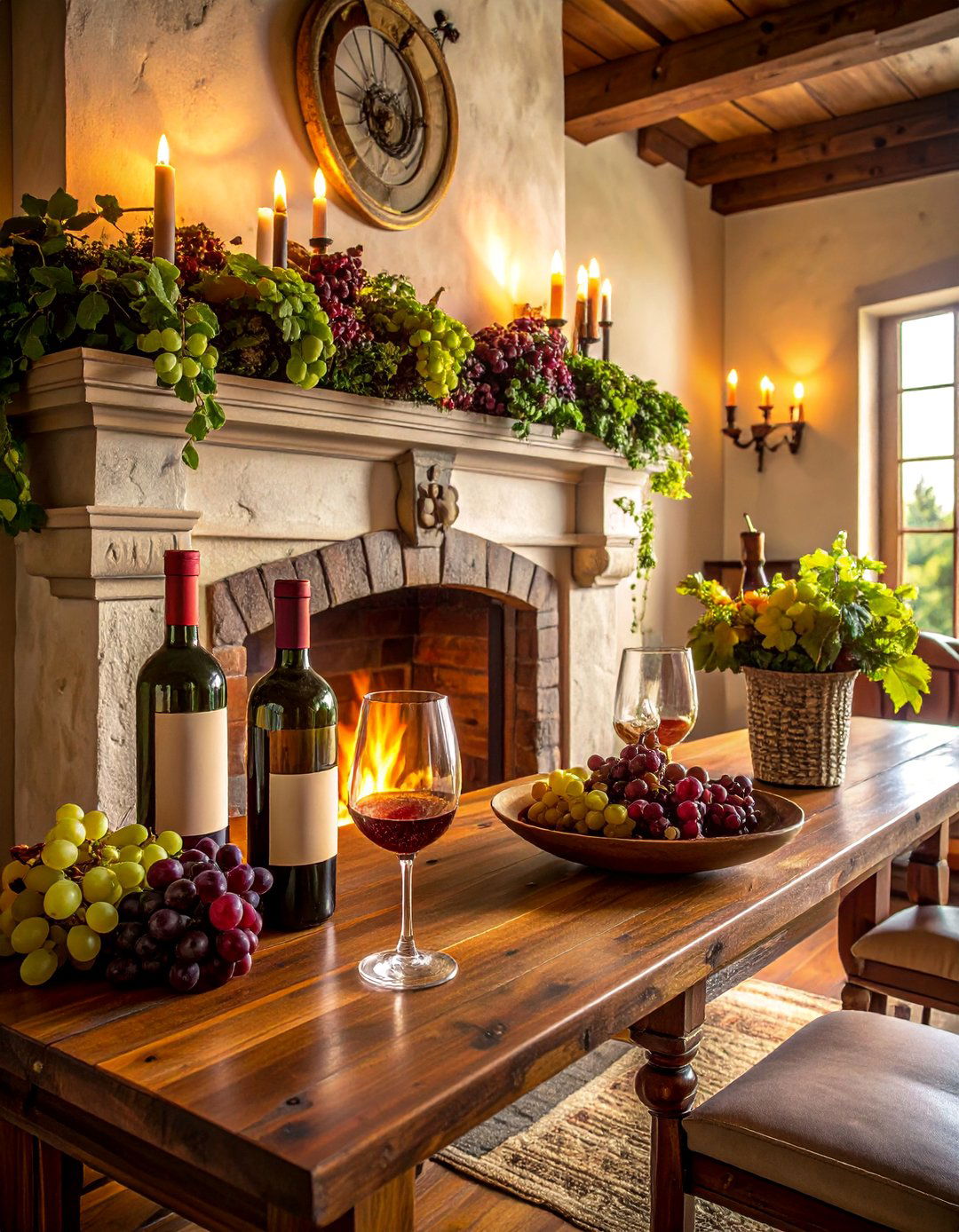 Wine Country Elegance - 40 Stylish Mantel Decor Ideas for Every Season