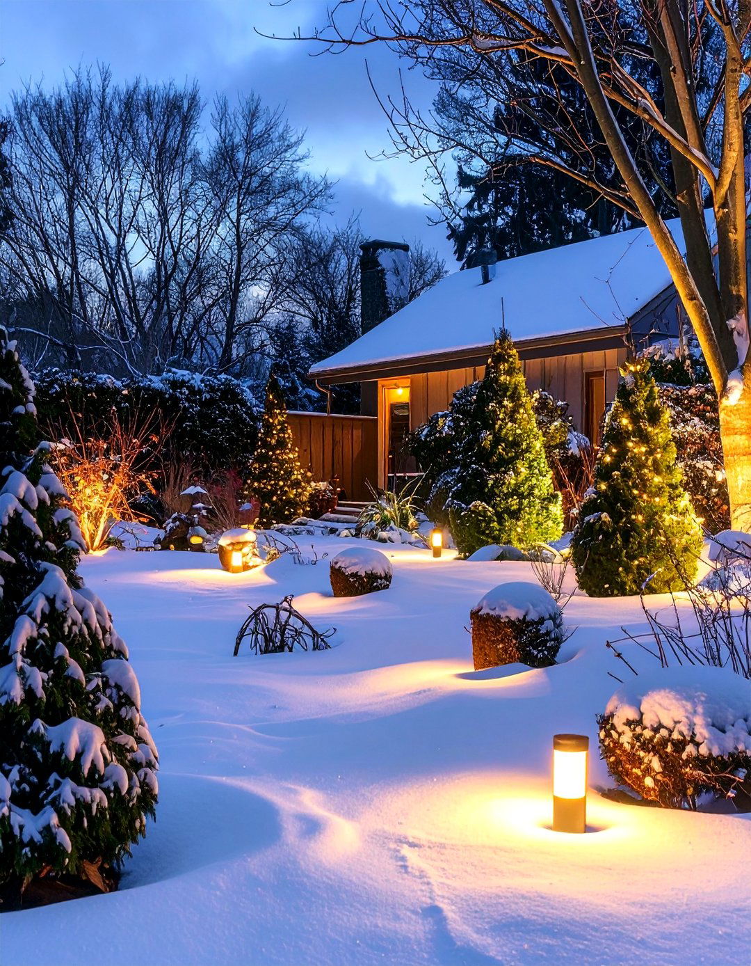Winter Garden Illumination - 40 Backyard Lighting Ideas to Illuminate Your Space