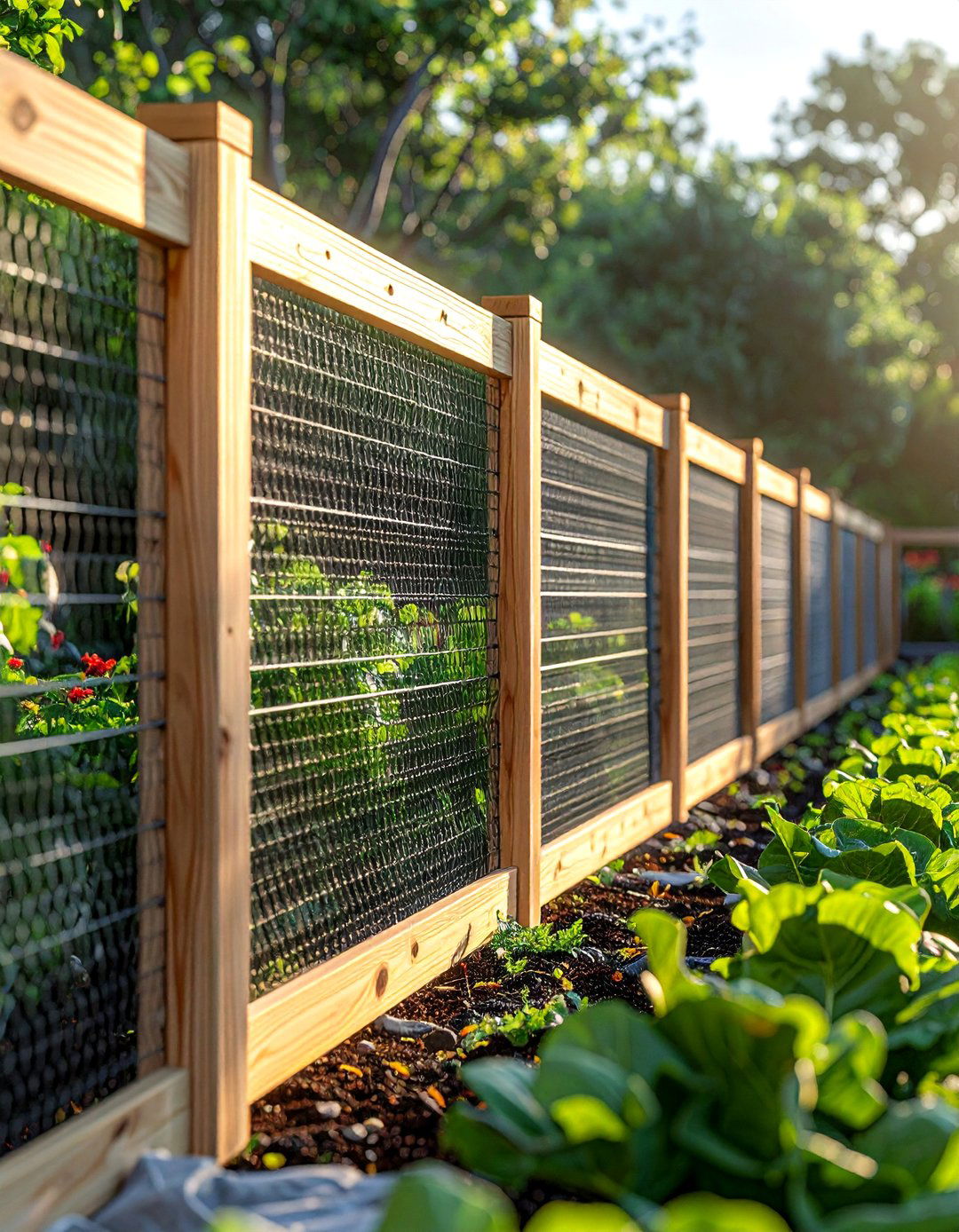 Wire Mesh and Wood Frame Fence - 25 Decorative Fence Ideas to Enhance Your Outdoor Space