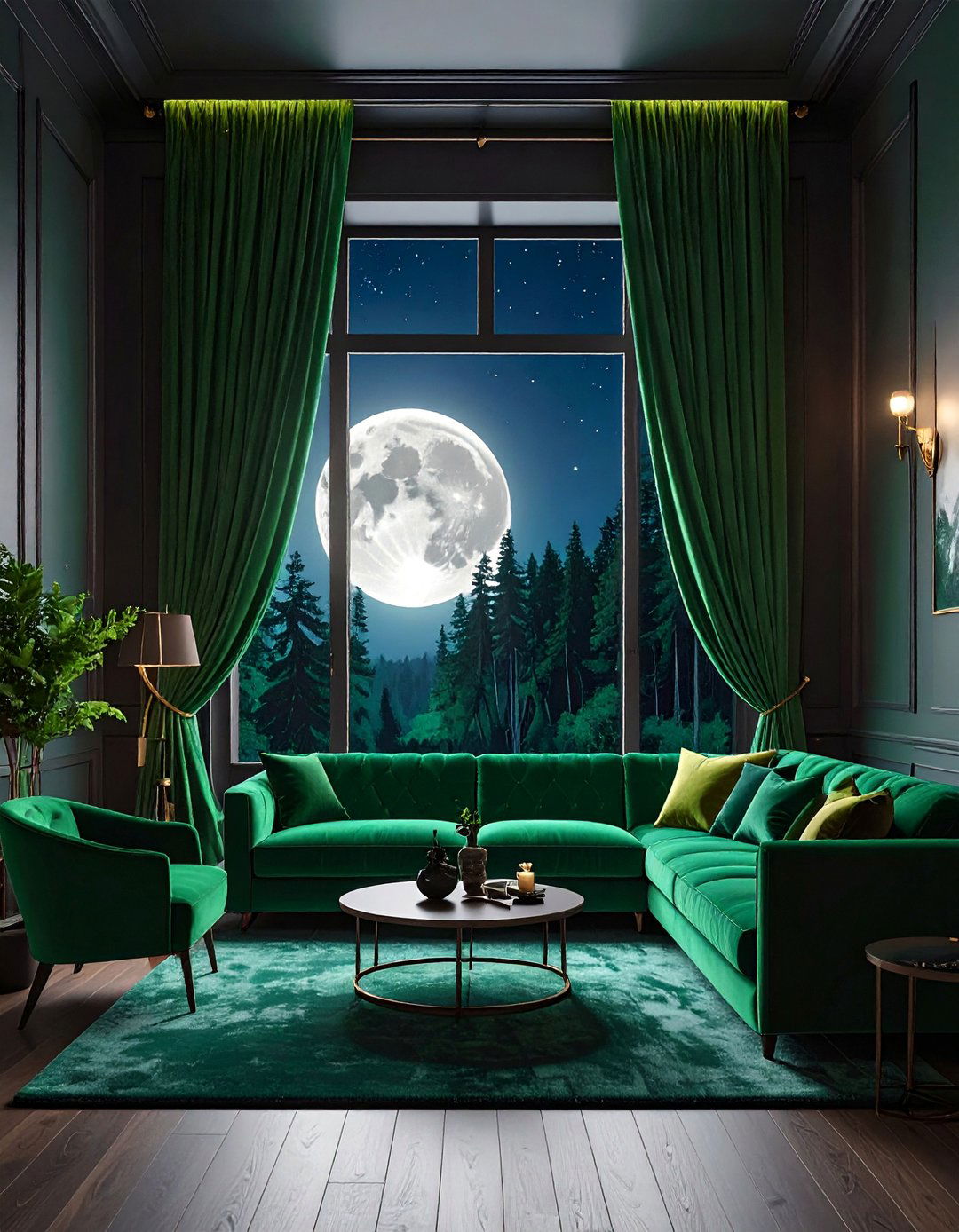 Witchy Living Room Featuring Velvet Curtains - 30 Witchy Living Room Ideas for a Mystical Vibe