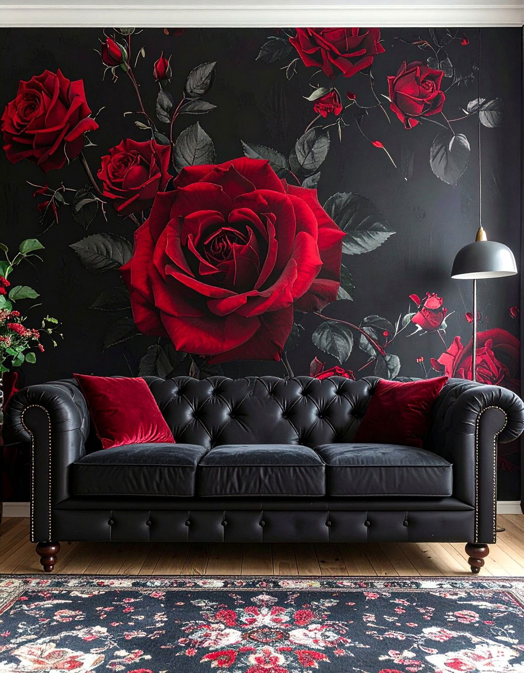 Witchy Living Room with Dark Floral Wallpaper - 30 Witchy Living Room Ideas for a Mystical Vibe