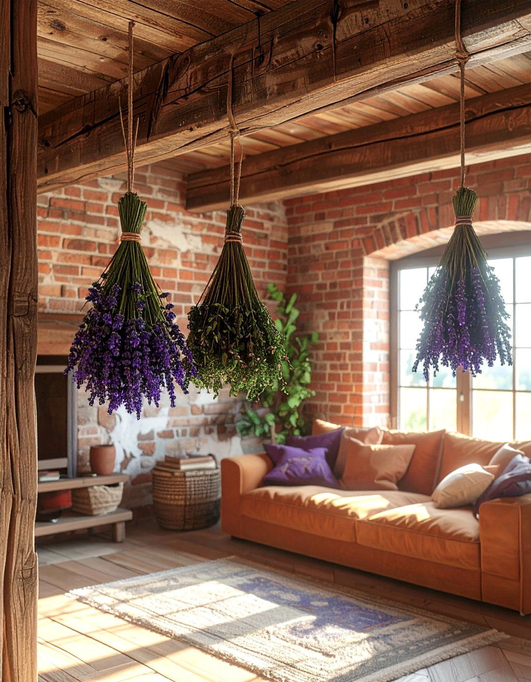 Witchy Living Room with Hanging Dried Herb Bundles - 30 Witchy Living Room Ideas for a Mystical Vibe
