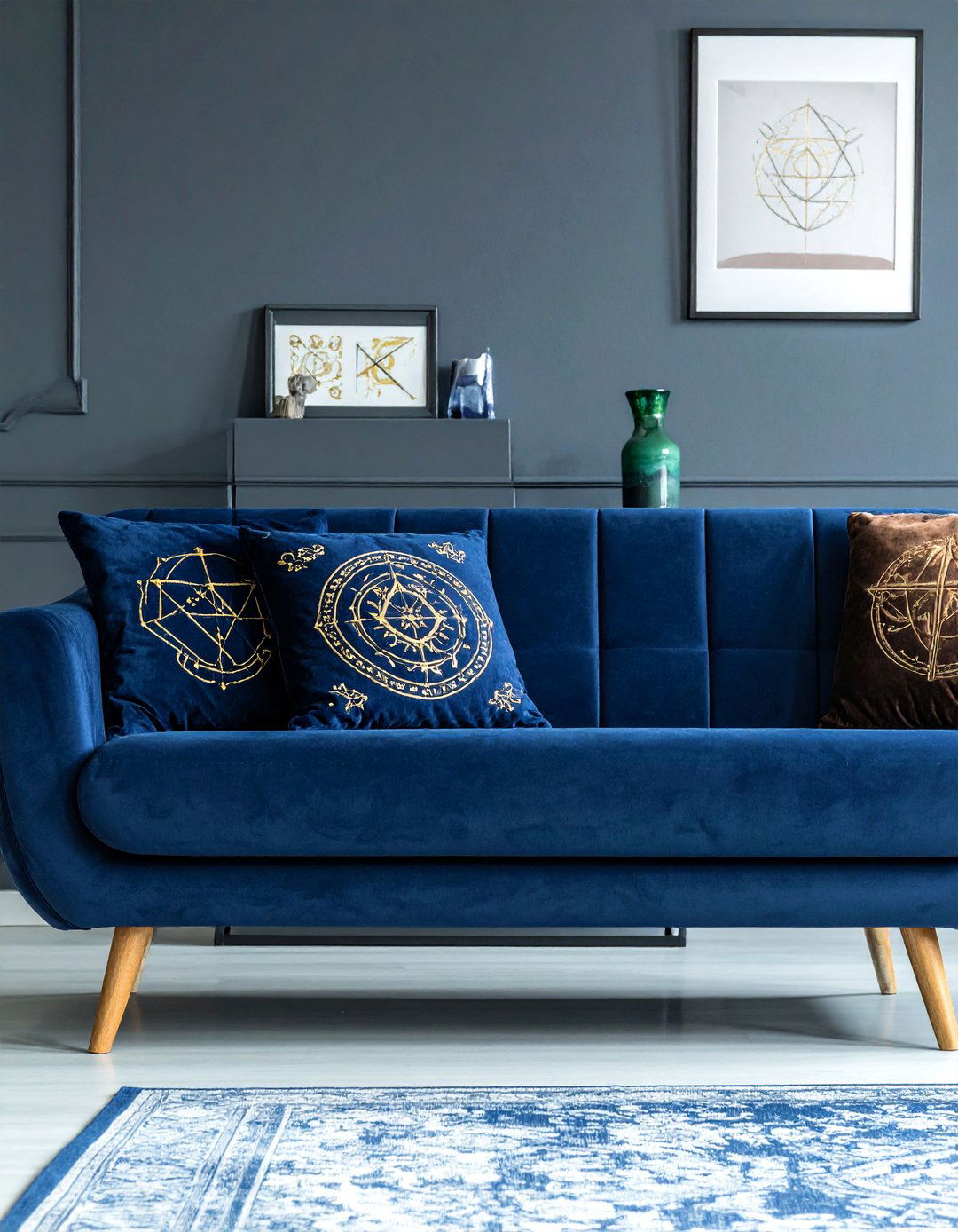 Witchy Living Room with Symbolic Throw Pillows - 30 Witchy Living Room Ideas for a Mystical Vibe