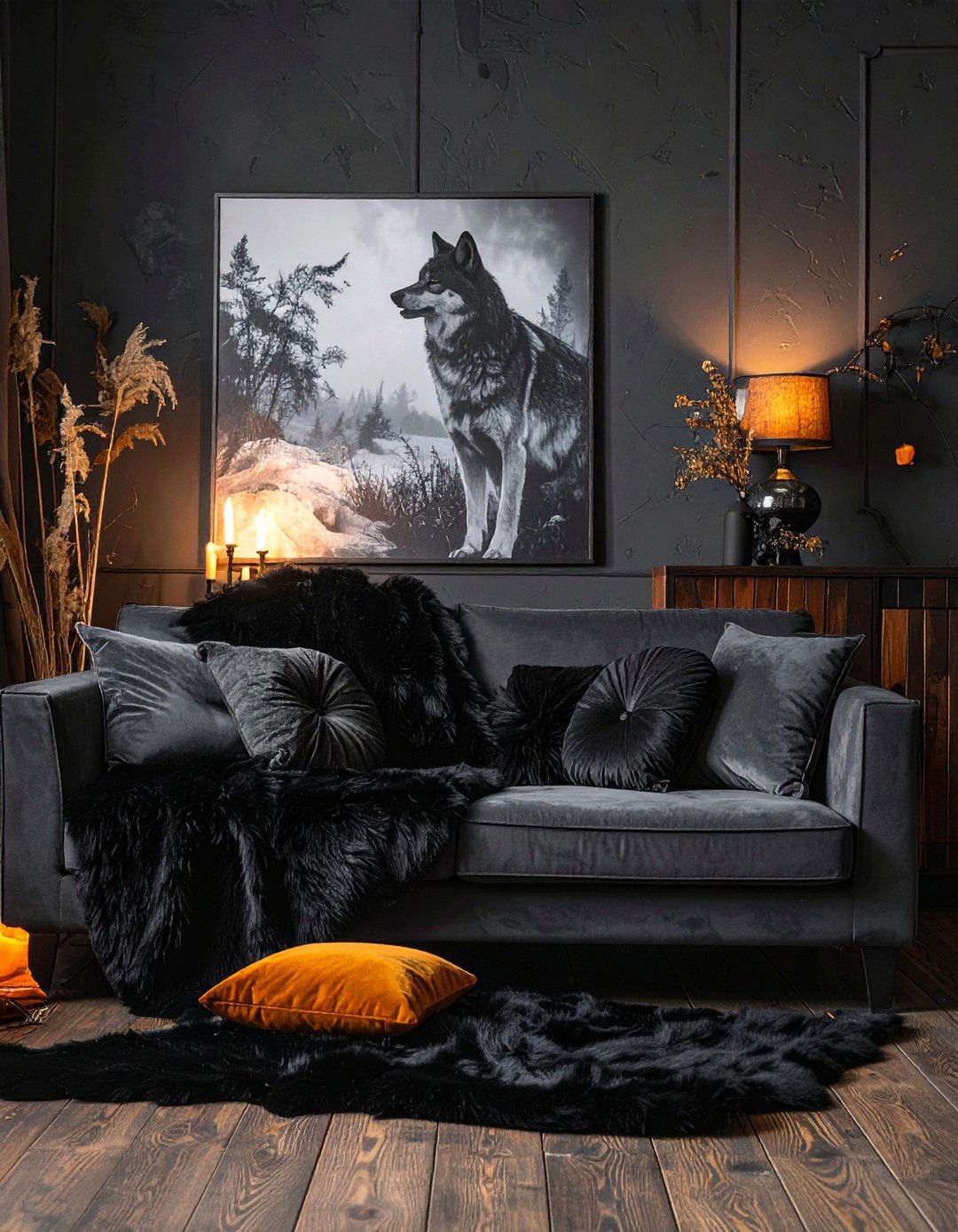 Witchy Living Room with a Faux Fur Throw Collection - 30 Witchy Living Room Ideas for a Mystical Vibe