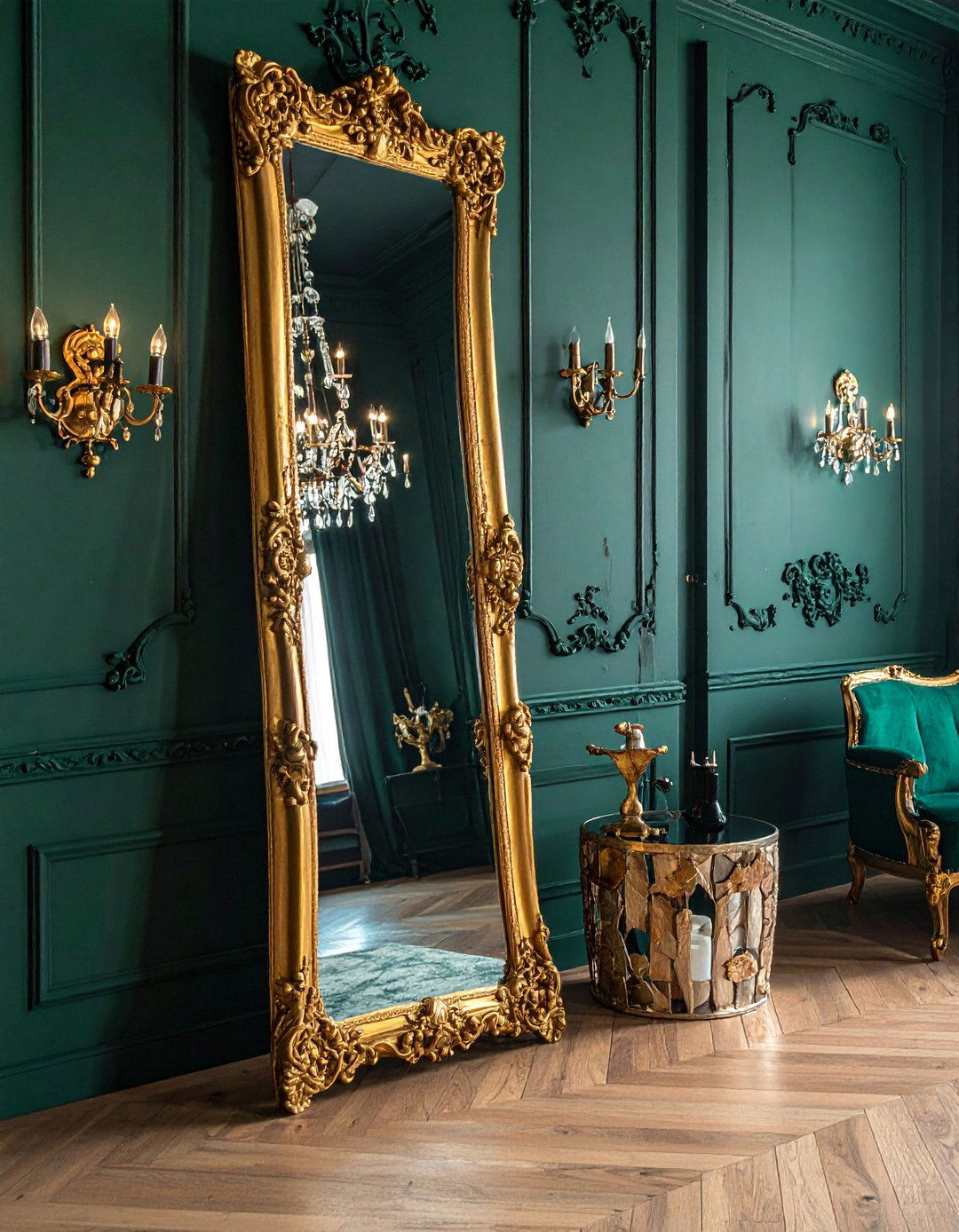 Witchy Living Room with an Ornate Gold Mirror - 30 Witchy Living Room Ideas for a Mystical Vibe