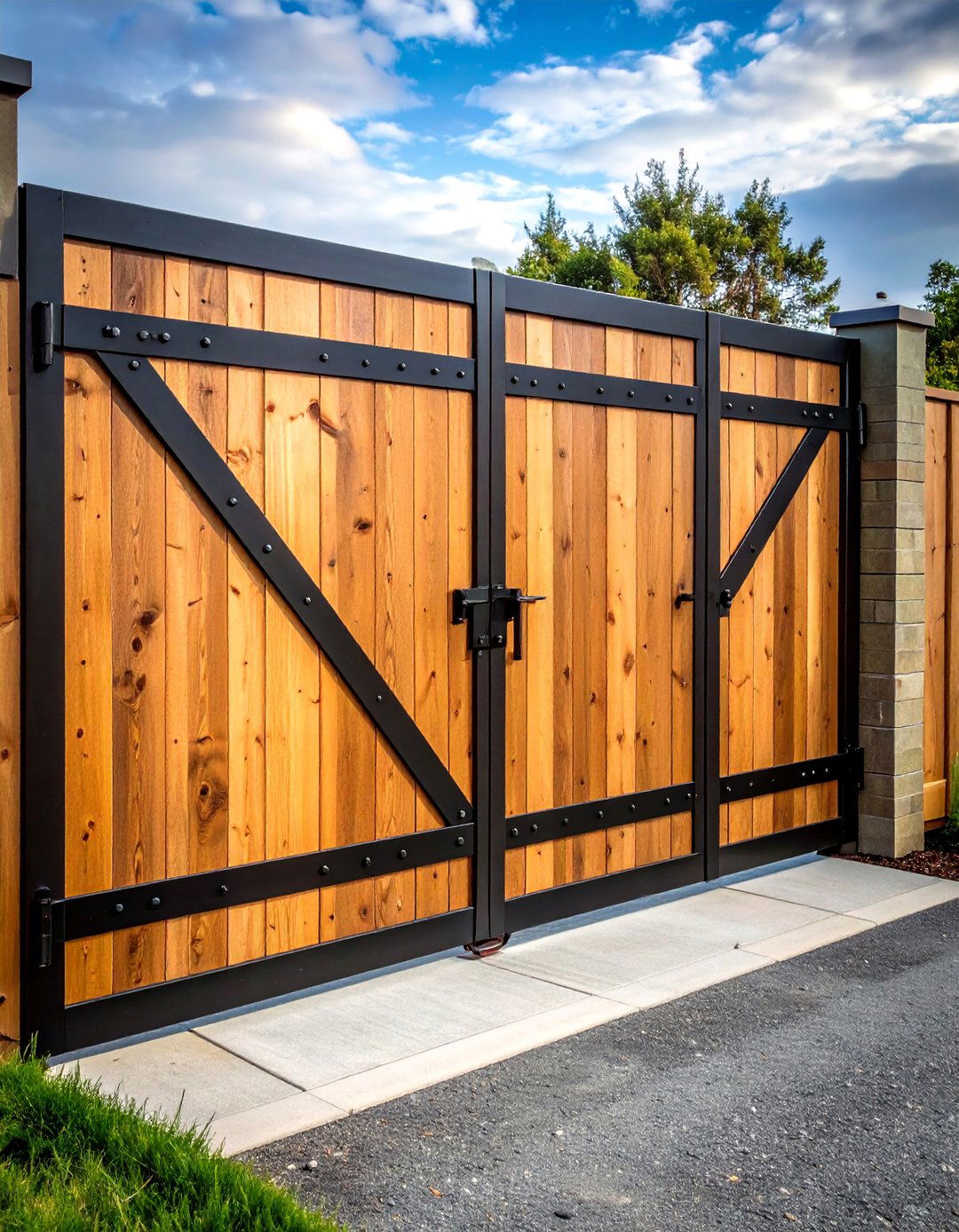 Wood Gate with Metal Frame and Hardware - 25 Metal and Wood Fence Ideas for Your Outdoor Space