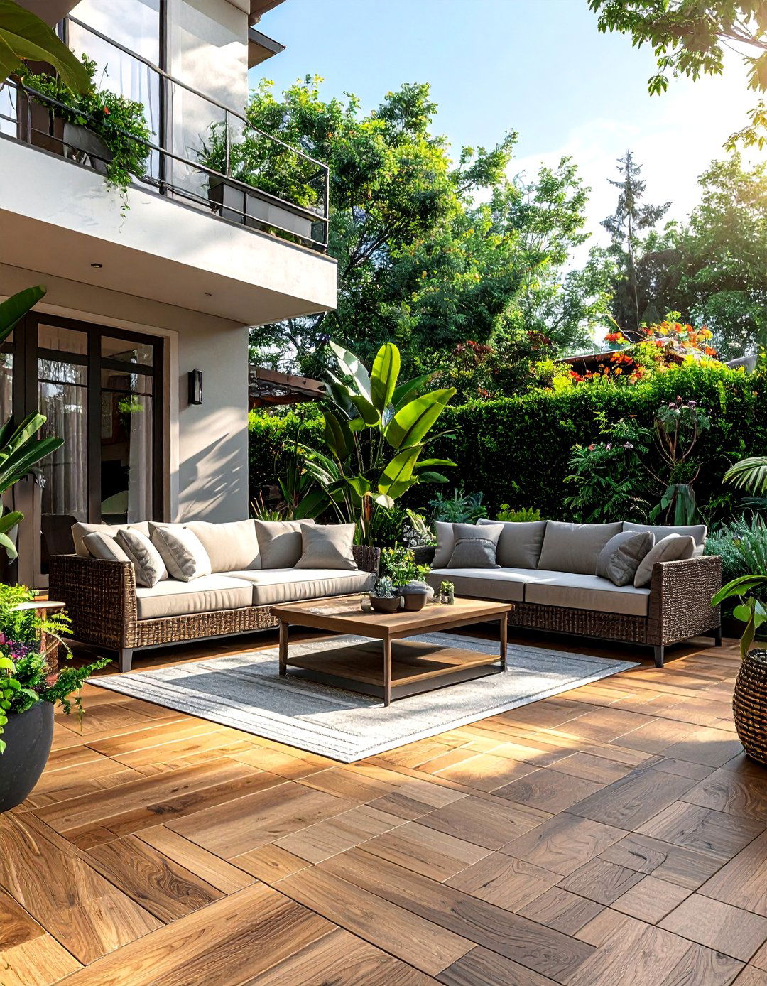 Wood Look Porcelain Patio Tiles for Warmth - 30 Patio Tile Ideas for a Stylish Outdoor Space