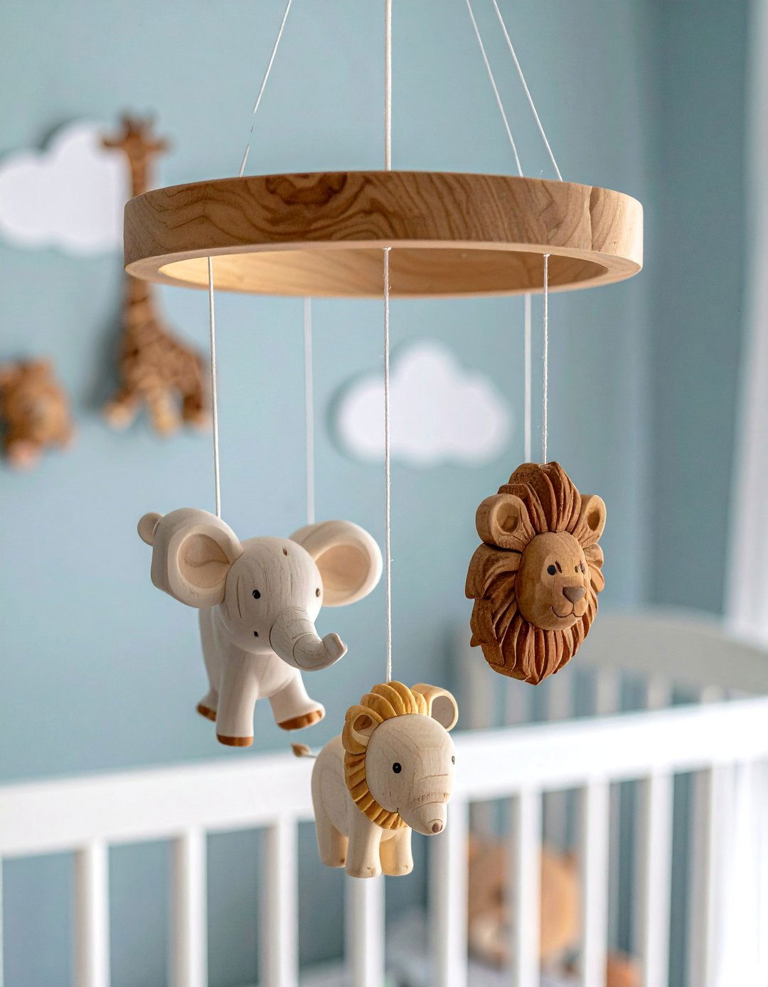 Wooden Safari Animal Mobile - 25 Safari Nursery Decor Ideas for a Wild Theme