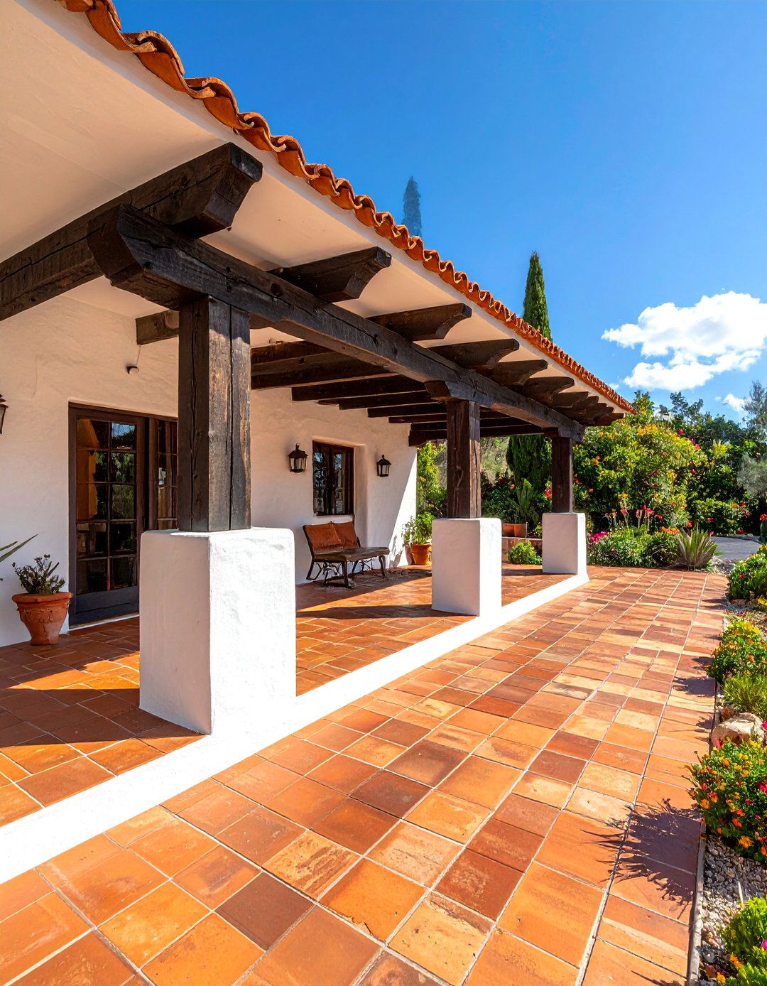 Wooden Support Beams Spanish Bungalow Exterior - 25 Spanish Bungalow Exterior Ideas for Timeless Appeal