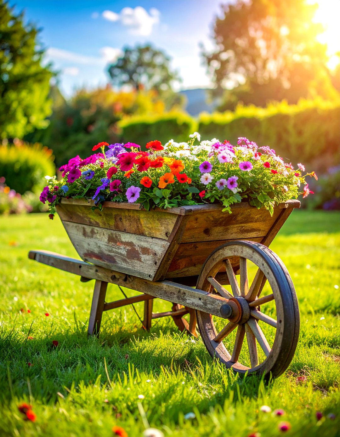 Wooden Wheelbarrow Planters - 30 Rustic Landscaping Ideas to Transform Your Outdoor Space