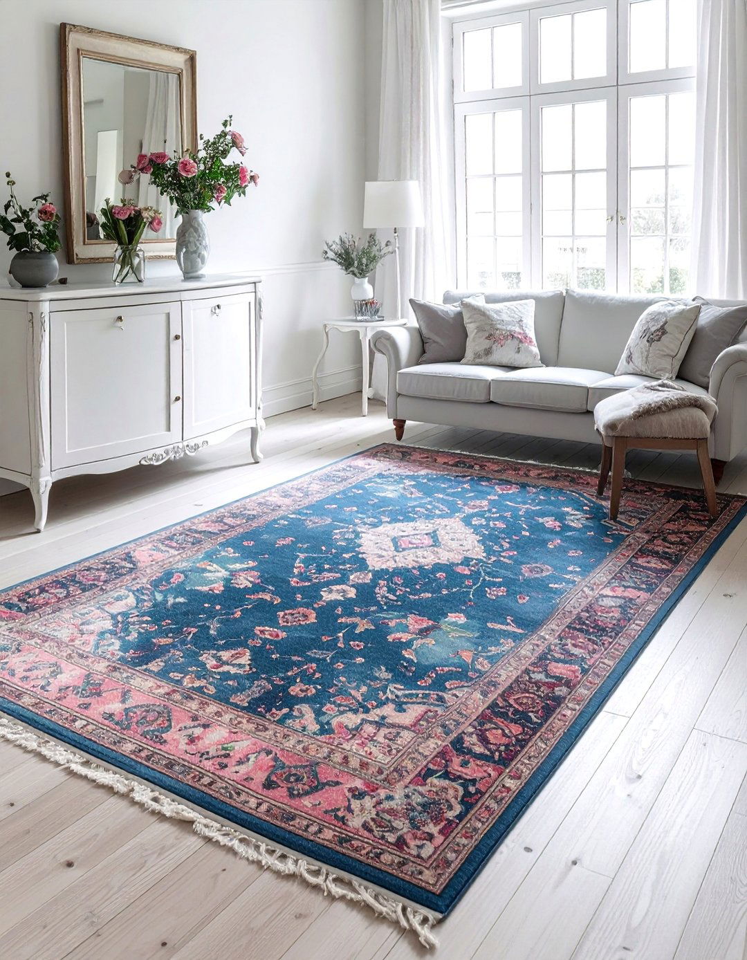 Worn Persian Rug Over Hardwood Floors - 25 Shabby-chic Style Living Room Ideas for Charm