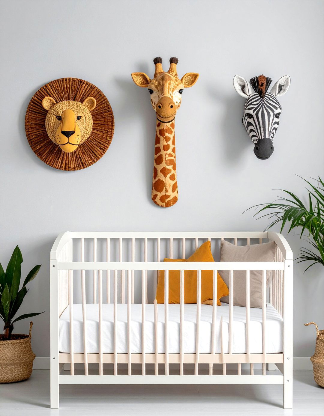 Woven Animal Head Wall Mounts - 25 Safari Nursery Decor Ideas for a Wild Theme