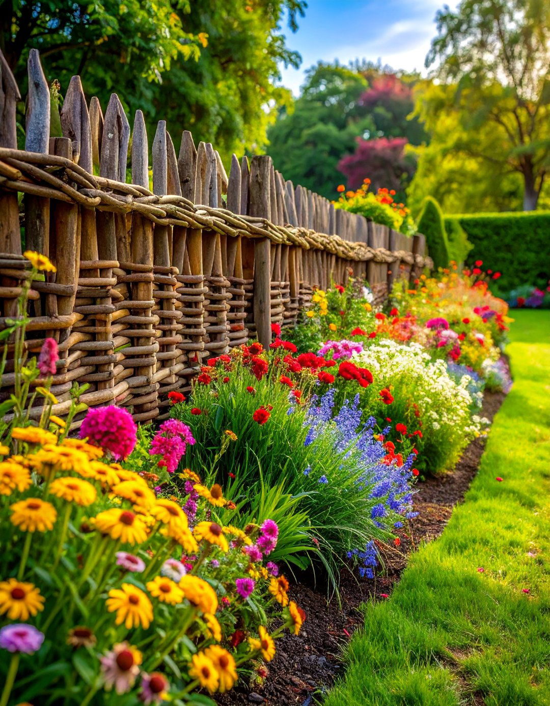 Woven Wattle Garden Fence - 40 Garden Fence Ideas to Enhance Your Outdoor Space