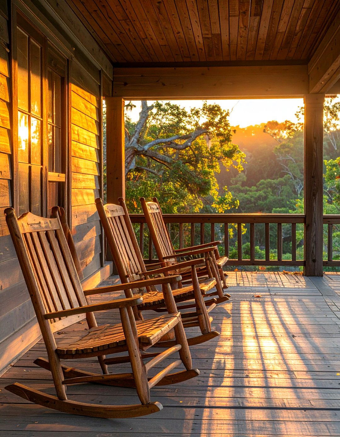 Wraparound Rocking Chair Paradise - 30 Rustic Porch Ideas to Enhance Your Outdoor Space