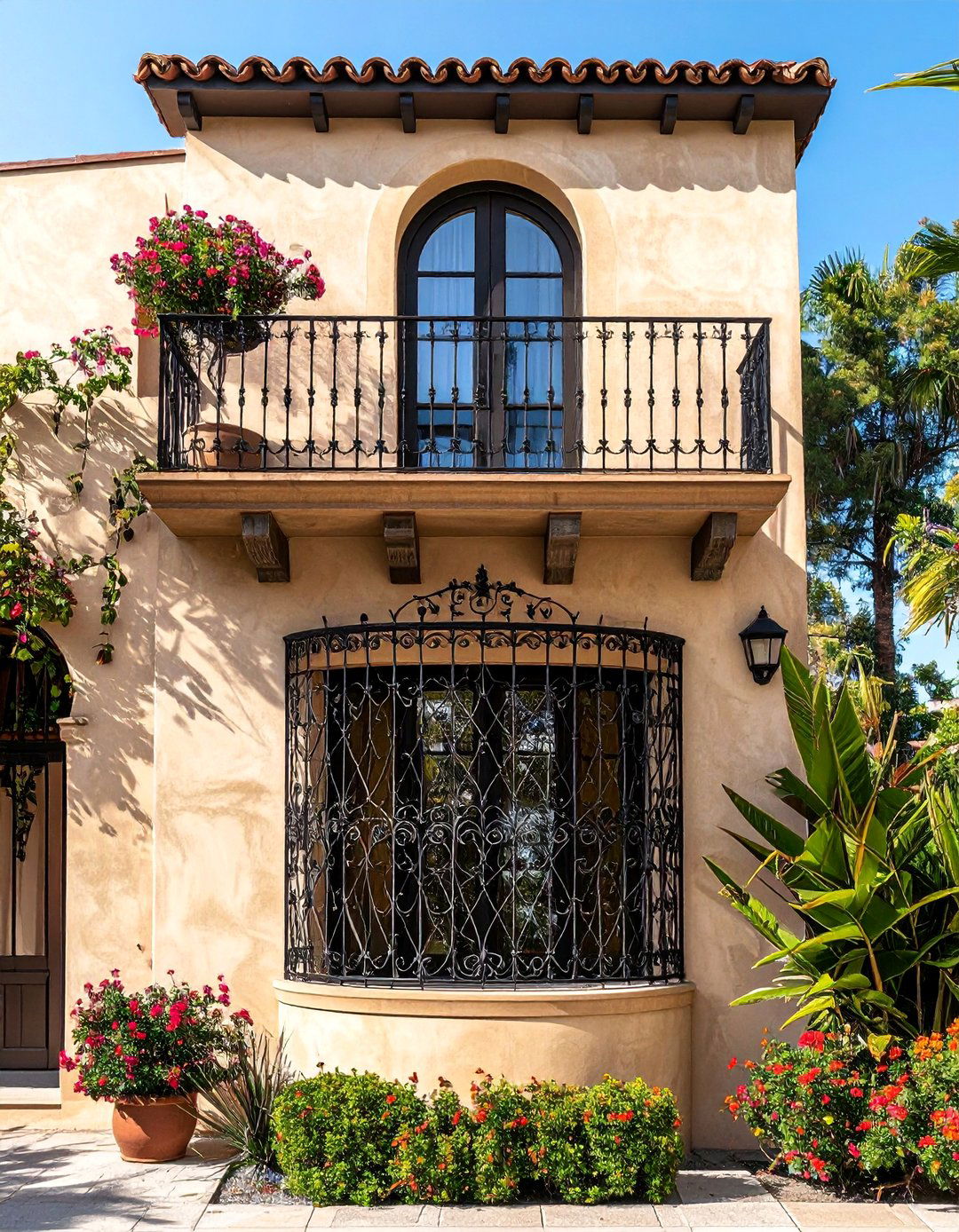 Wrought Iron Accents Spanish Bungalow Exterior - 25 Spanish Bungalow Exterior Ideas for Timeless Appeal