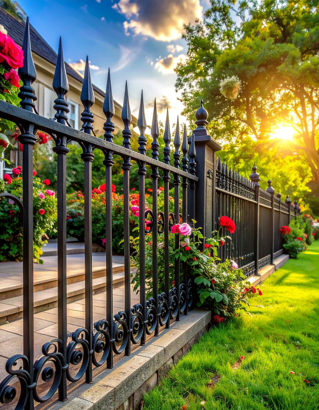 Wrought Iron Fence with Ornate Scrollwork - 25 Decorative Fence Ideas to Enhance Your Outdoor Space