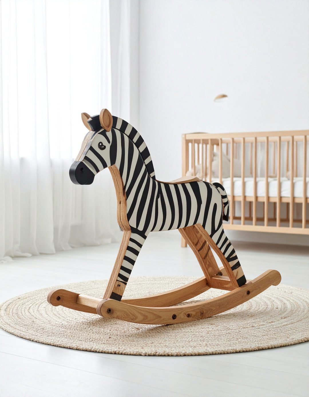 Zebra Patterned Rocking Horse - 25 Safari Nursery Decor Ideas for a Wild Theme