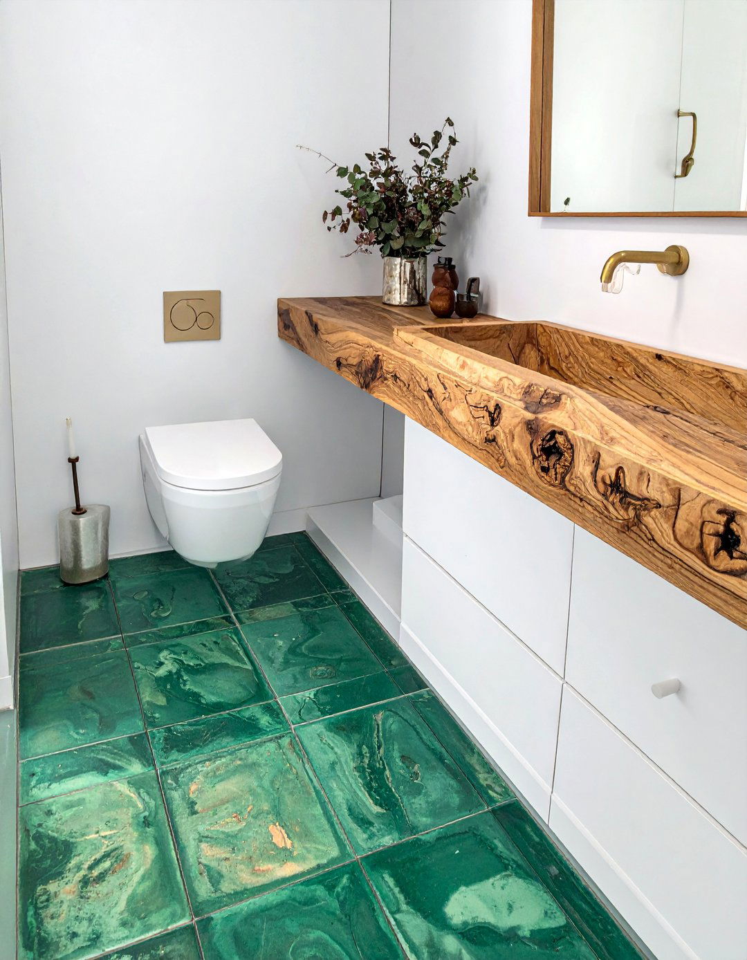 Zellige Clay Powder Room Floor Tile - 25 Powder Room Floor Tile Ideas for a Stunning Look