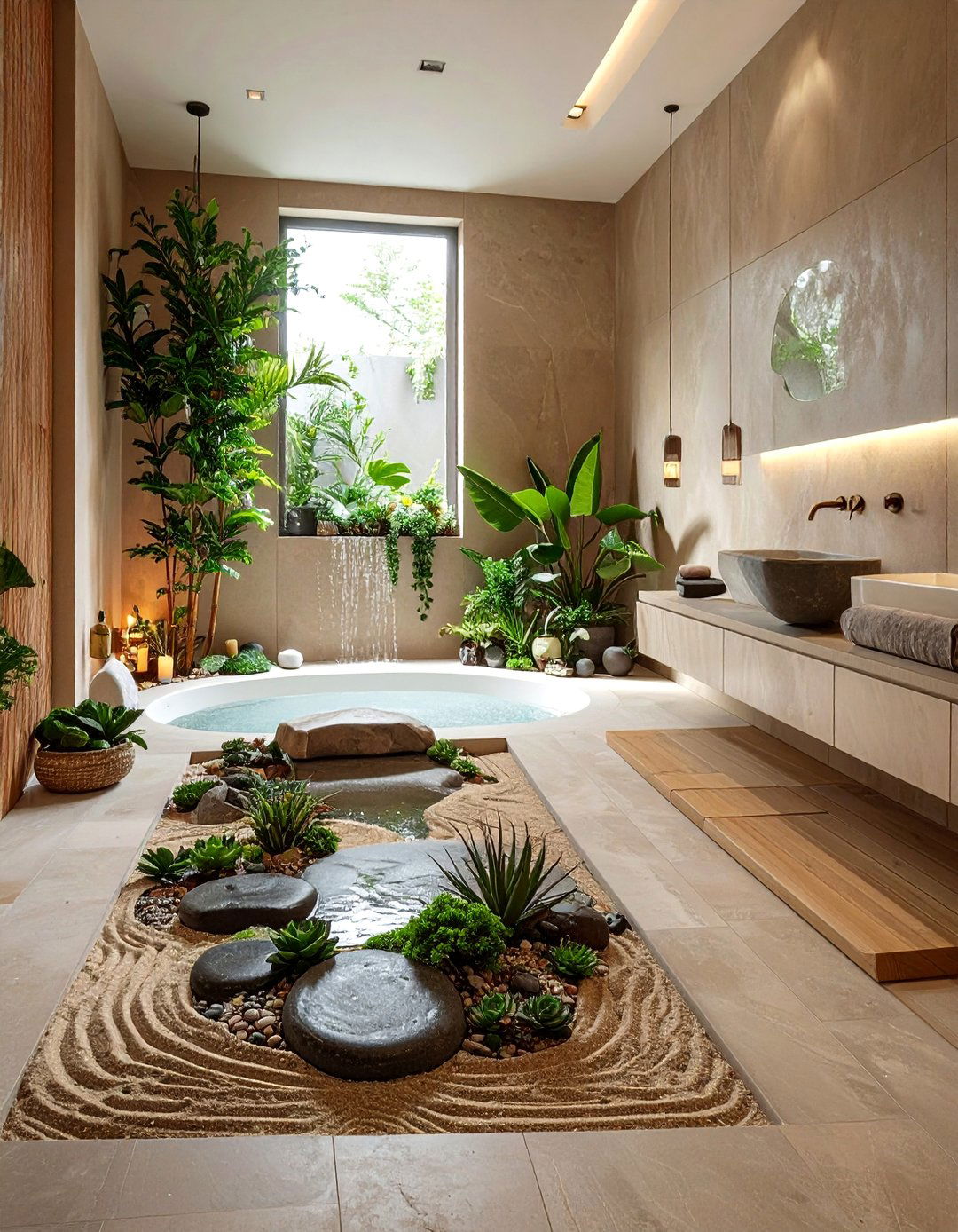 Zen Garden Corner - 25 Boho Bathroom Ideas for a Free-Spirited Retreat