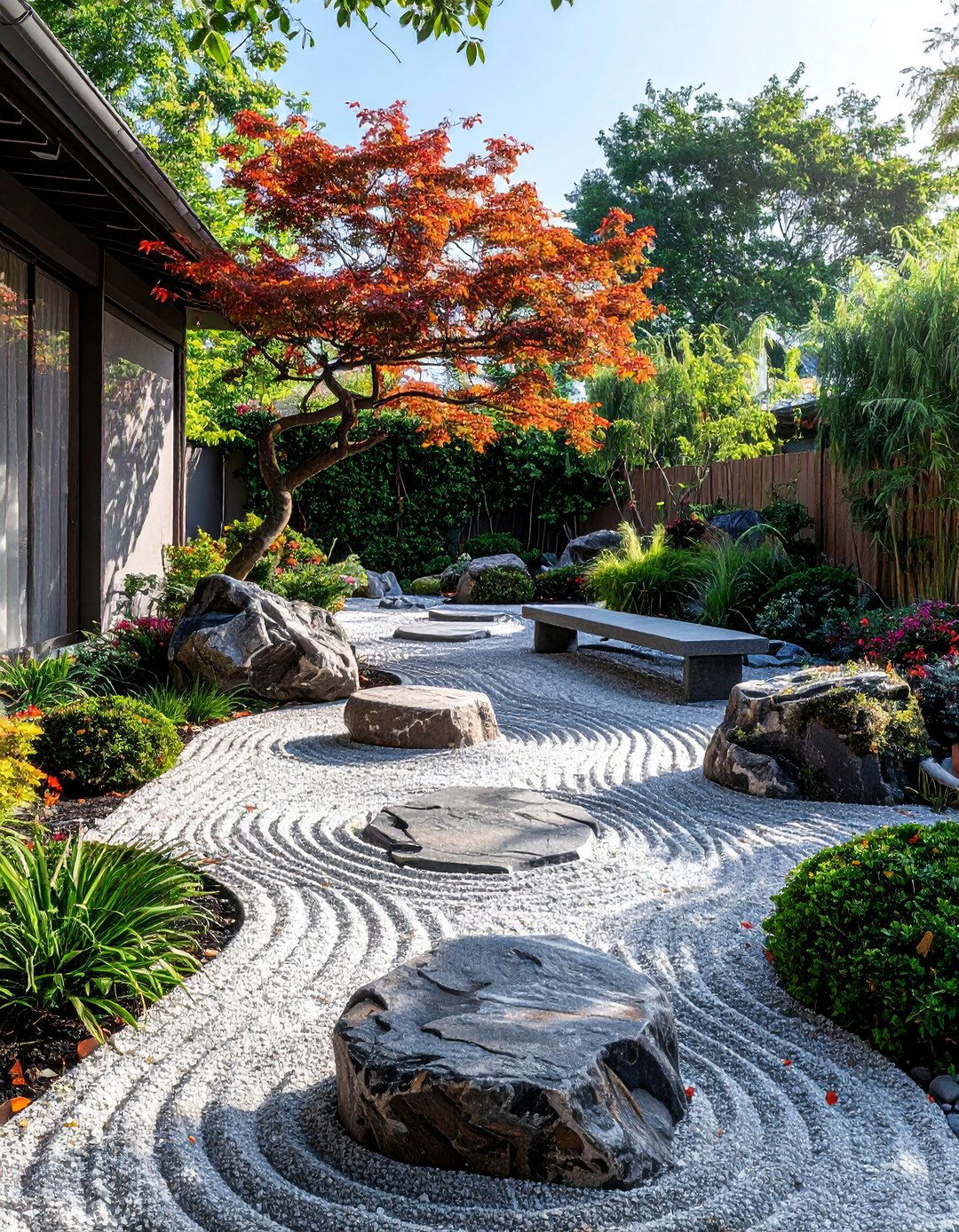 Zen Meditation Creek Garden - 30 Front Yard Dry Creek Bed Landscaping Ideas