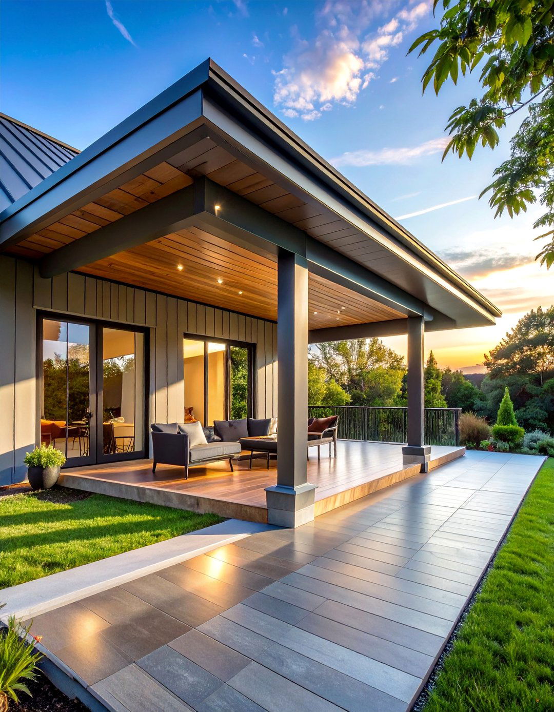 Zinc Metal Roof Premium Porch Design - 30 Metal Roof Porch Design Ideas for Durability